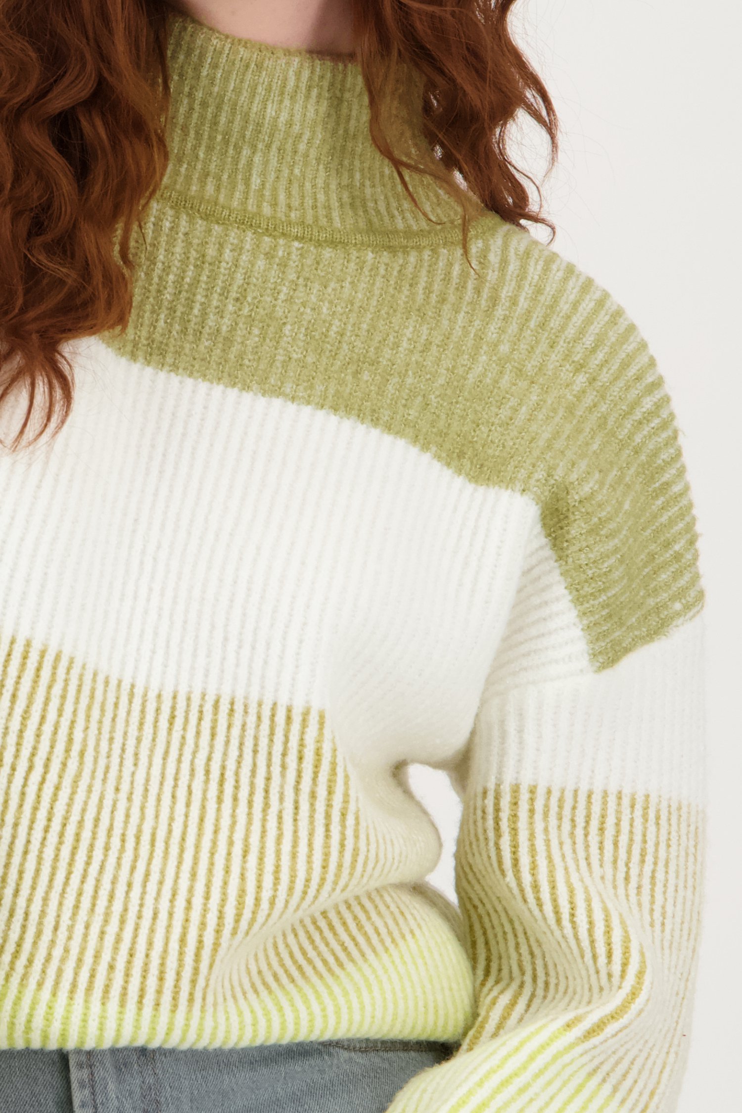 Pull écru avec motif vert de Liberty Loving nature pour Femmes