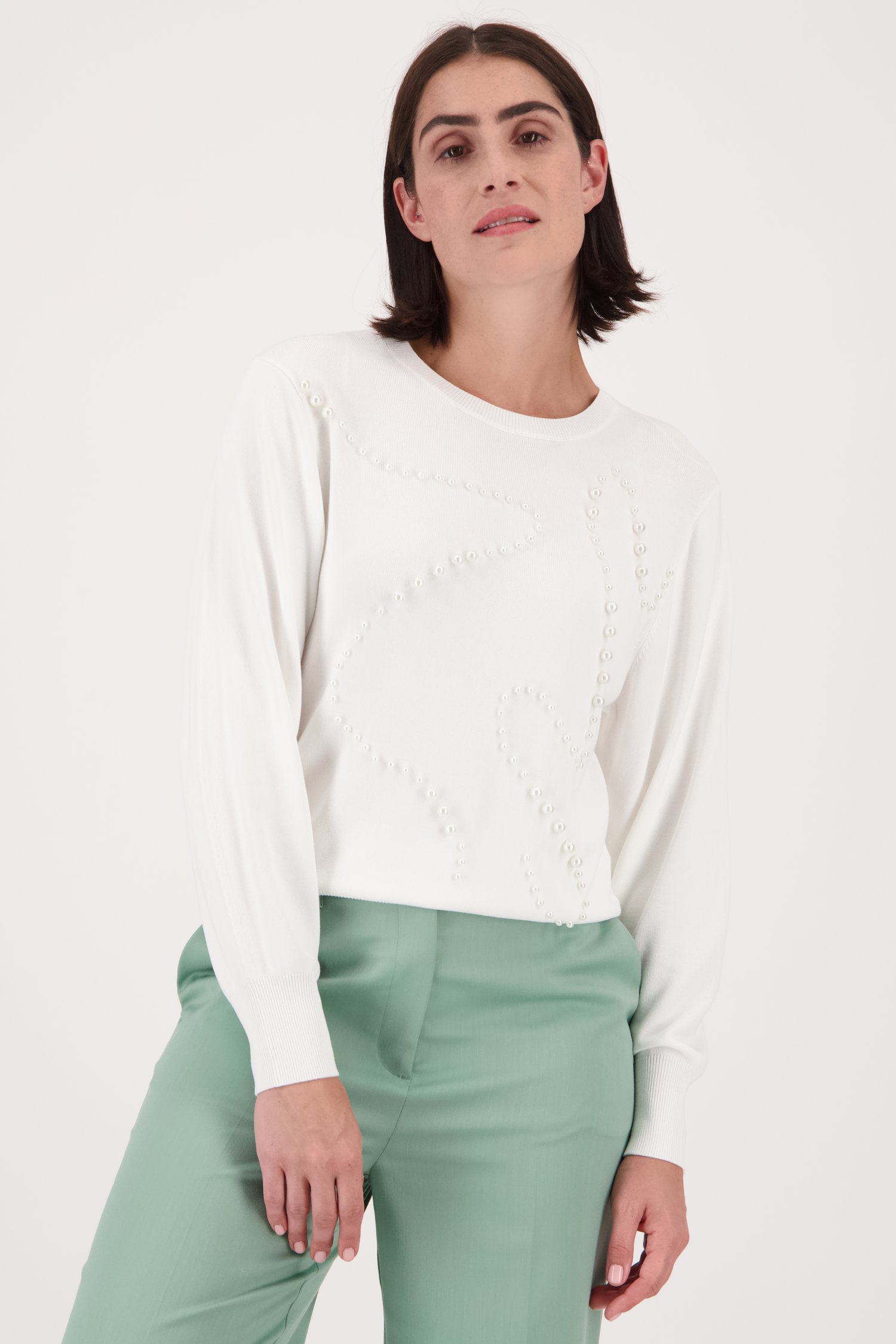 Pull écru avec perles de D'Auvry pour Femmes