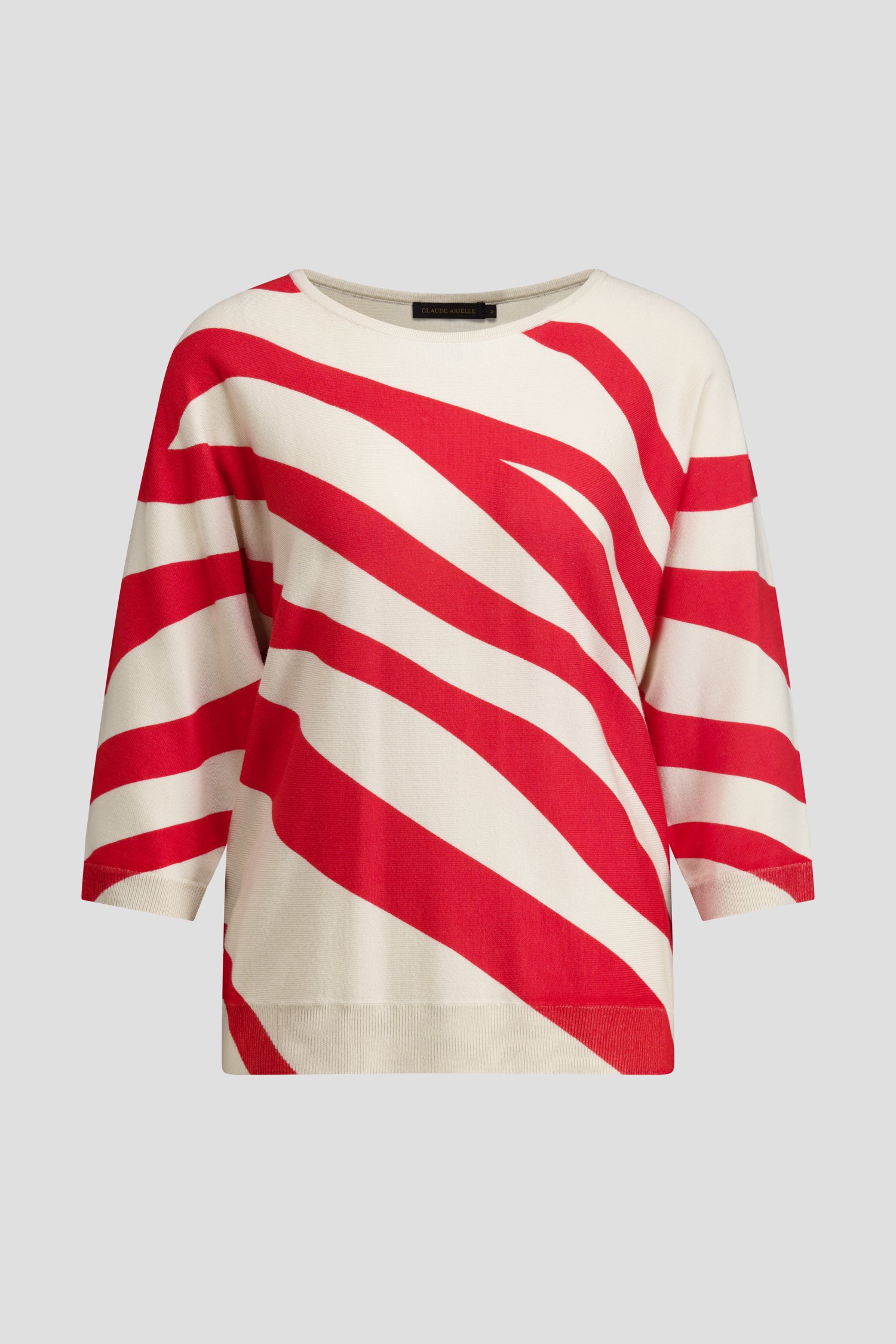 Photo produit 1 de Pull écru et rouge à rayures de Claude Arielle pour Femmes