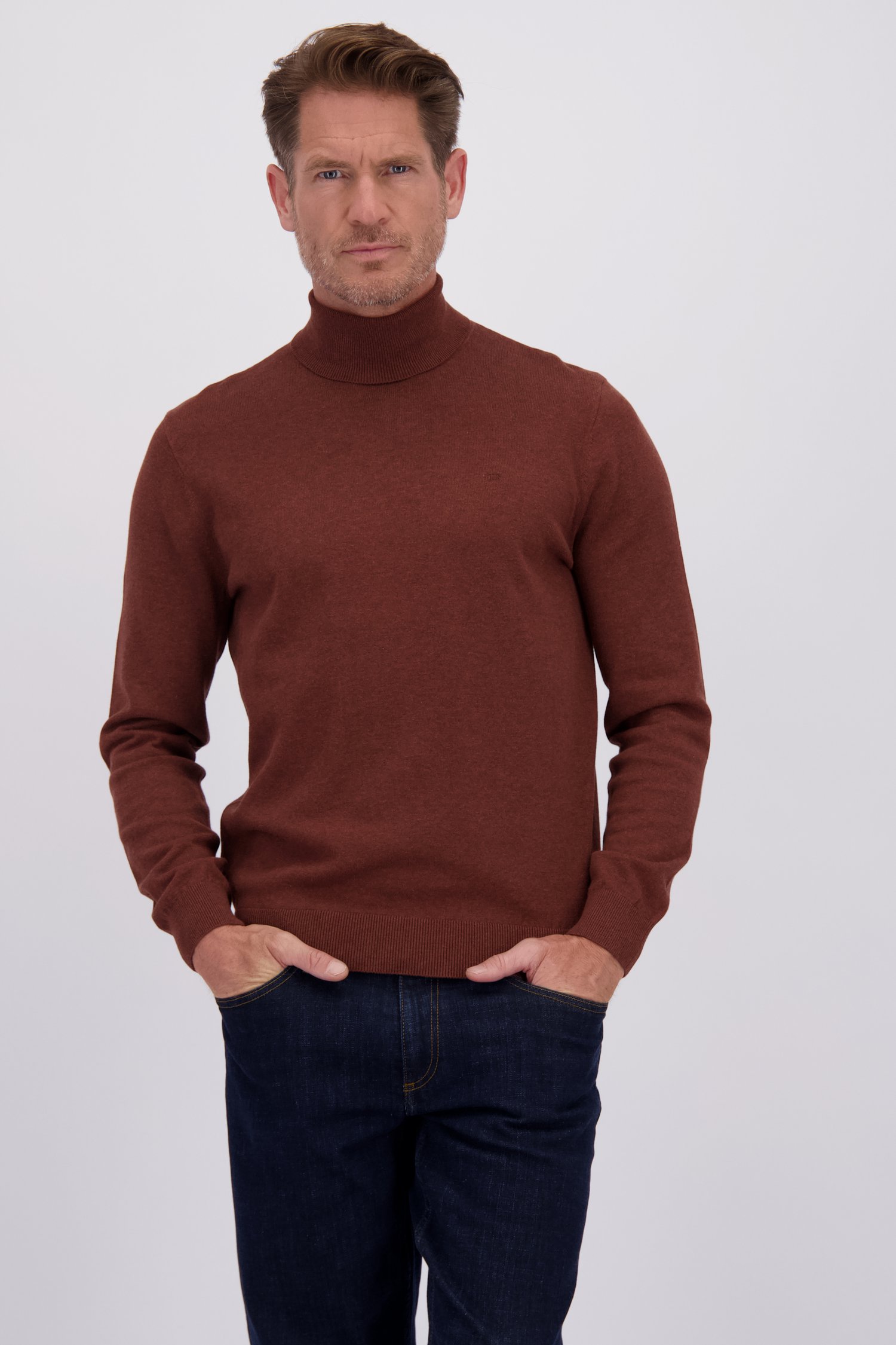 Le devant de Pull en coton à col roulé - marron de Dansaert Blue pour Hommes