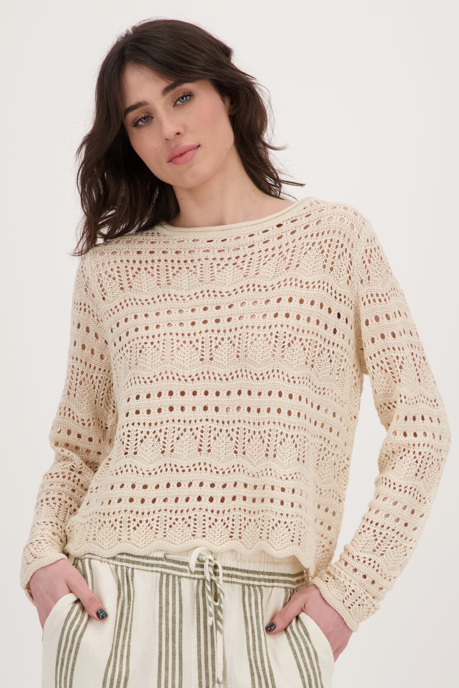 Pull en crochet beige de JDY pour Femmes