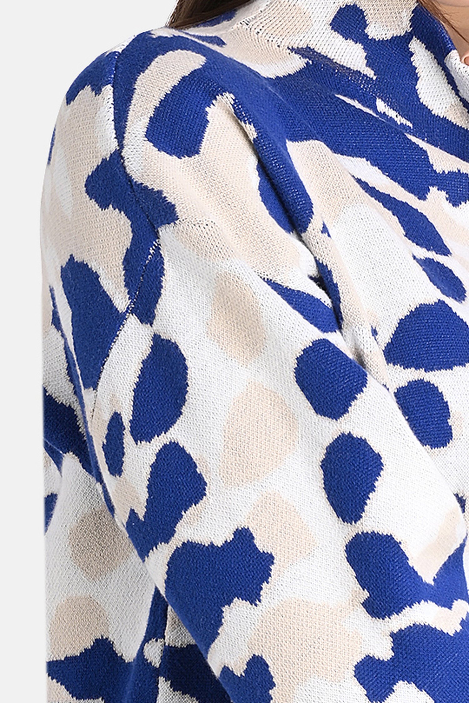 Pull en jacquard bleu et beige de Bicalla pour Femmes