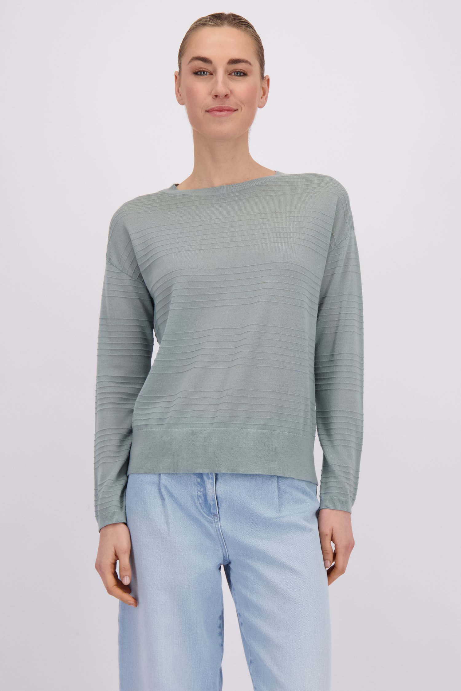 Le devant de Pull en laine vert de Liberty Island pour Femmes