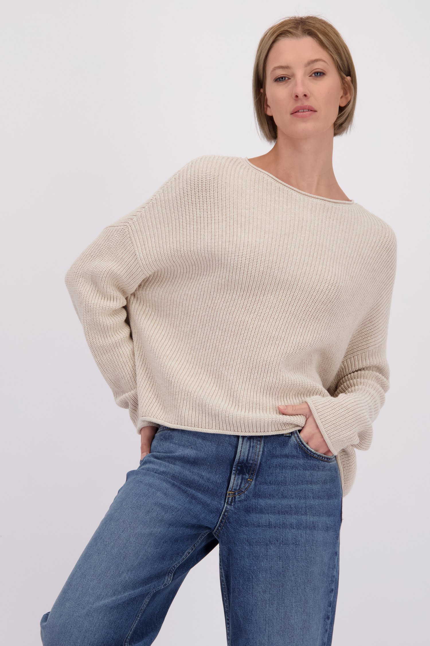 Le devant de Pull en maille beige de Marc O'Polo pour Femmes