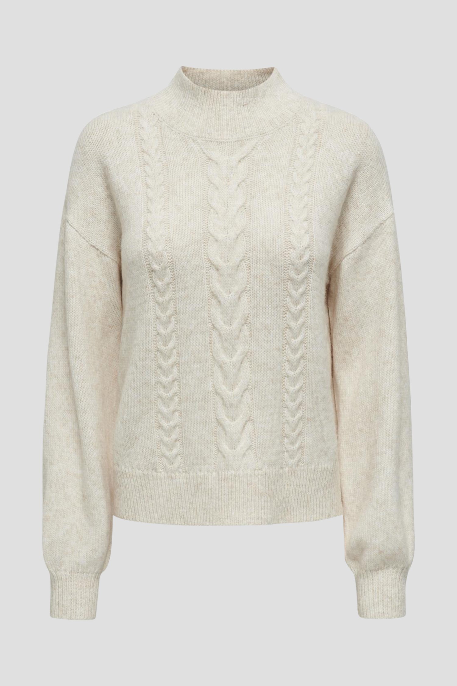 Pull en maille câblée écru avec col montant de JDY pour Femmes