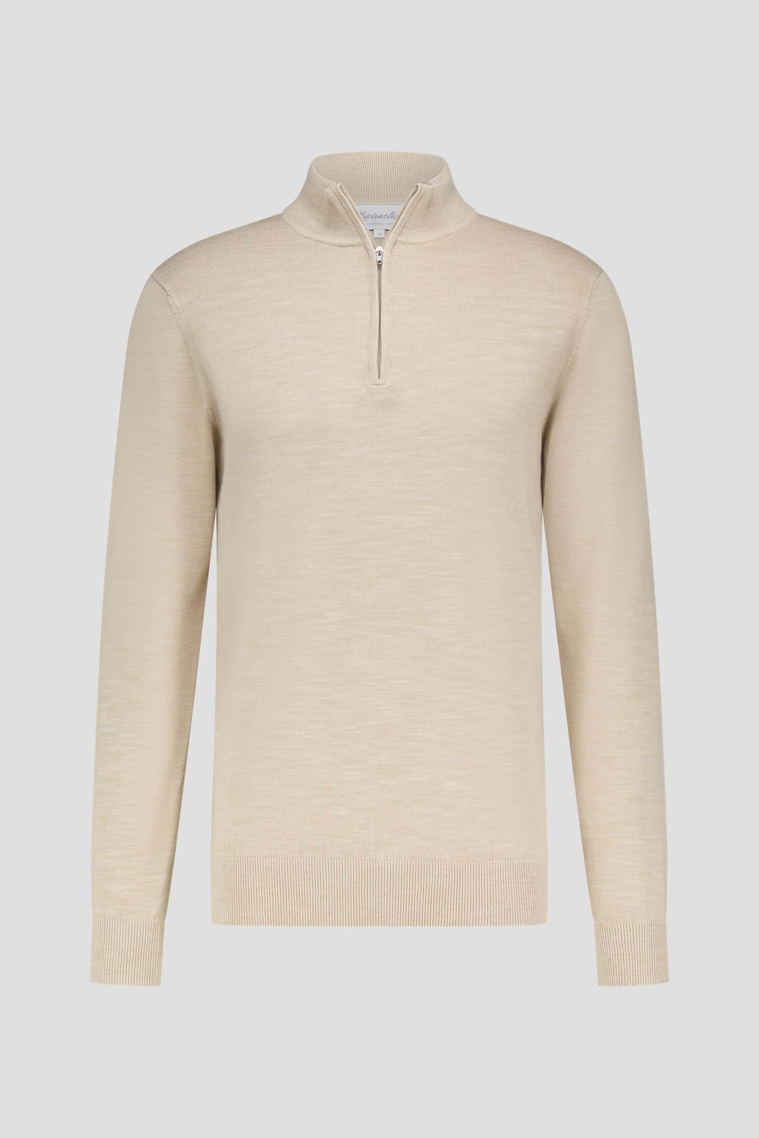 Pull en maille fine beige à fermeture éclair  de Michaelis pour Hommes