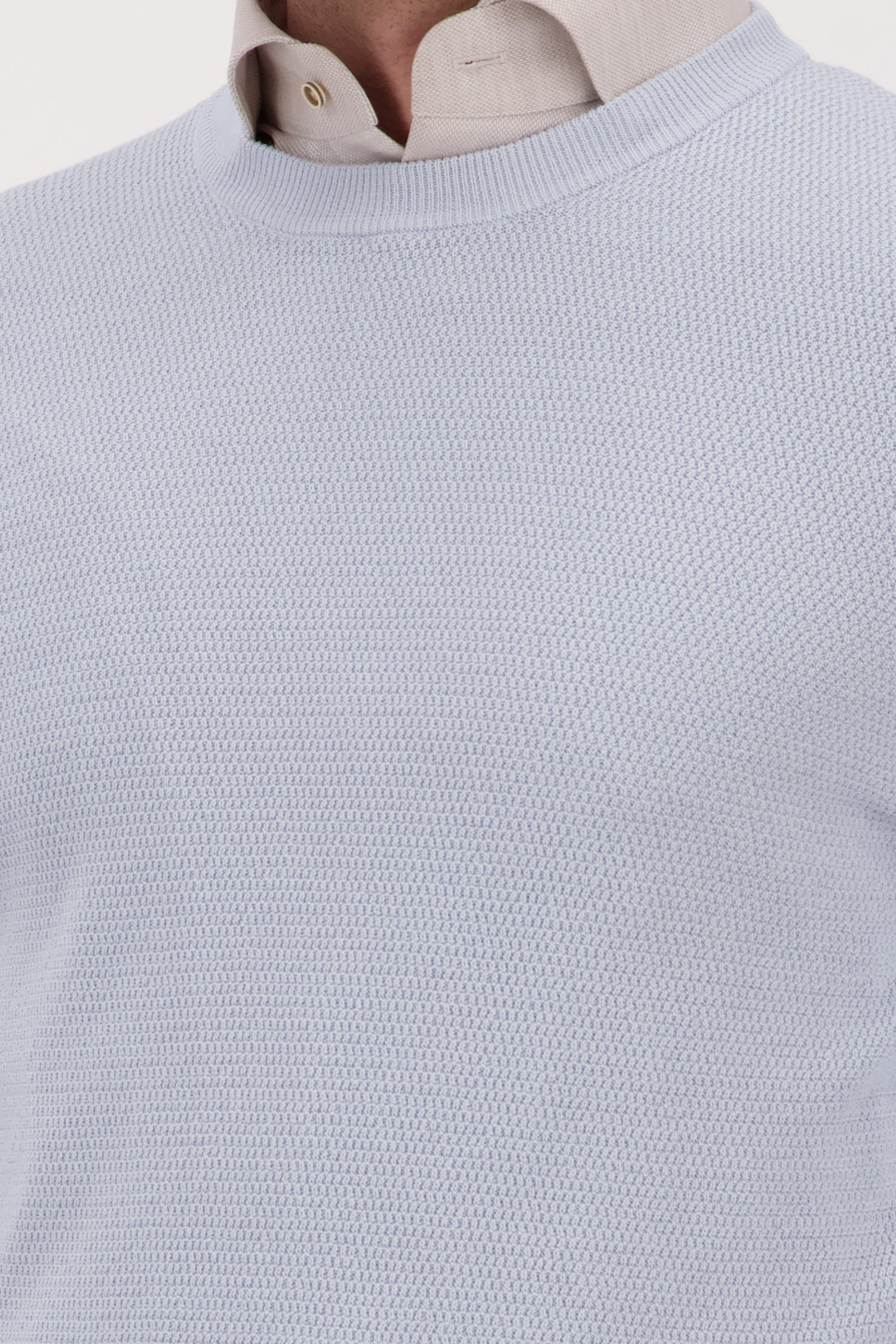 Pull en maille fine bleu clair à col rond de Michaelis pour Hommes