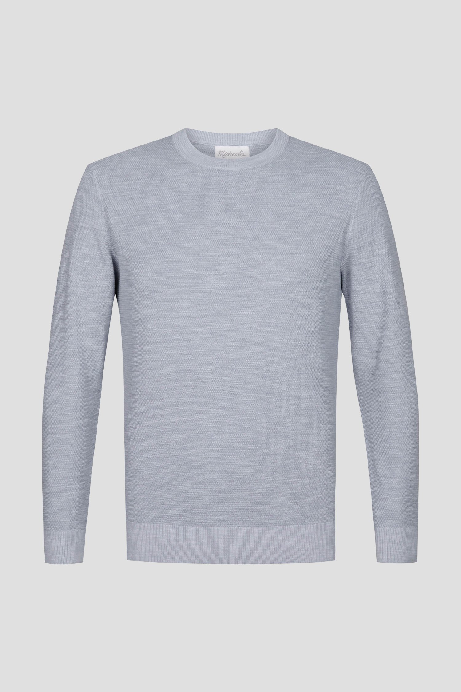 Pull en maille fine bleu clair à col rond de Michaelis pour Hommes