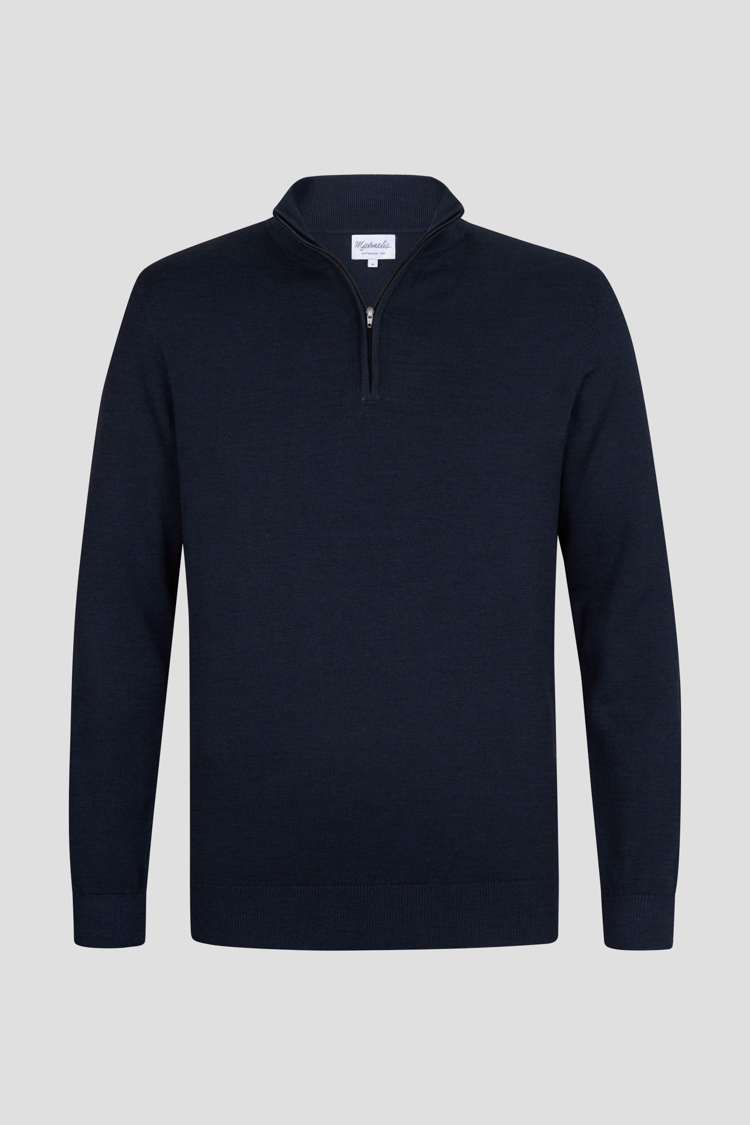 Pull en maille fine navy à fermeture éclair courte de Michaelis pour Hommes