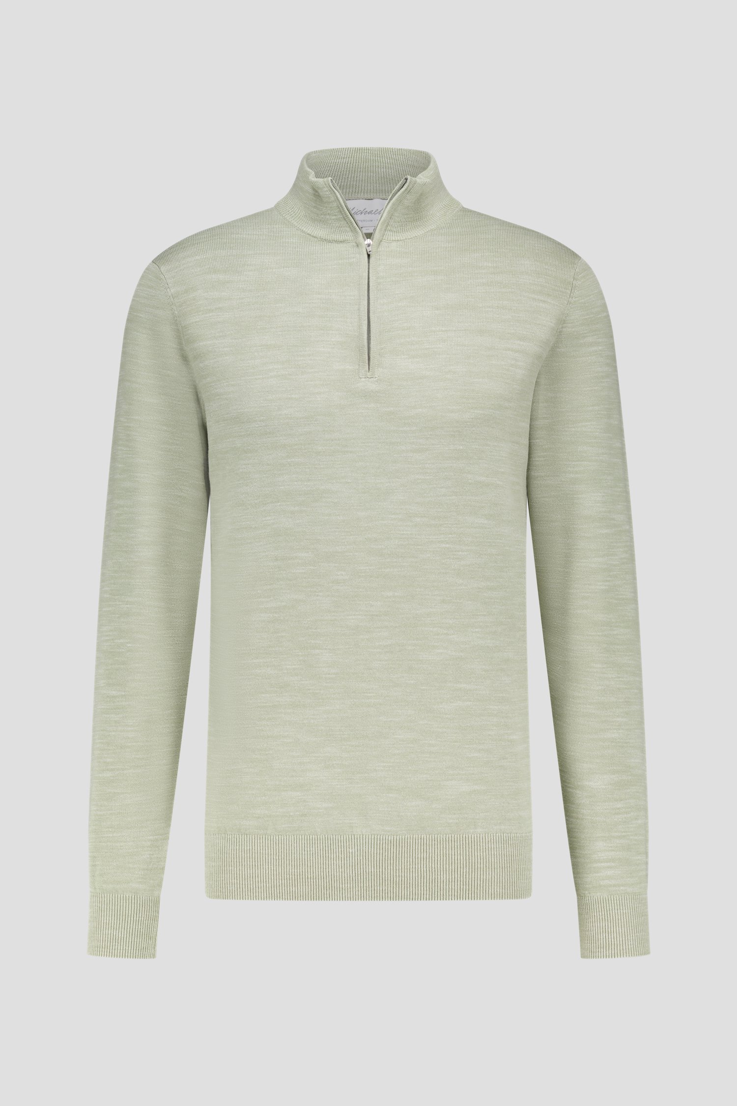 Pull en maille fine vert clair à fermeture éclair de Michaelis pour Hommes