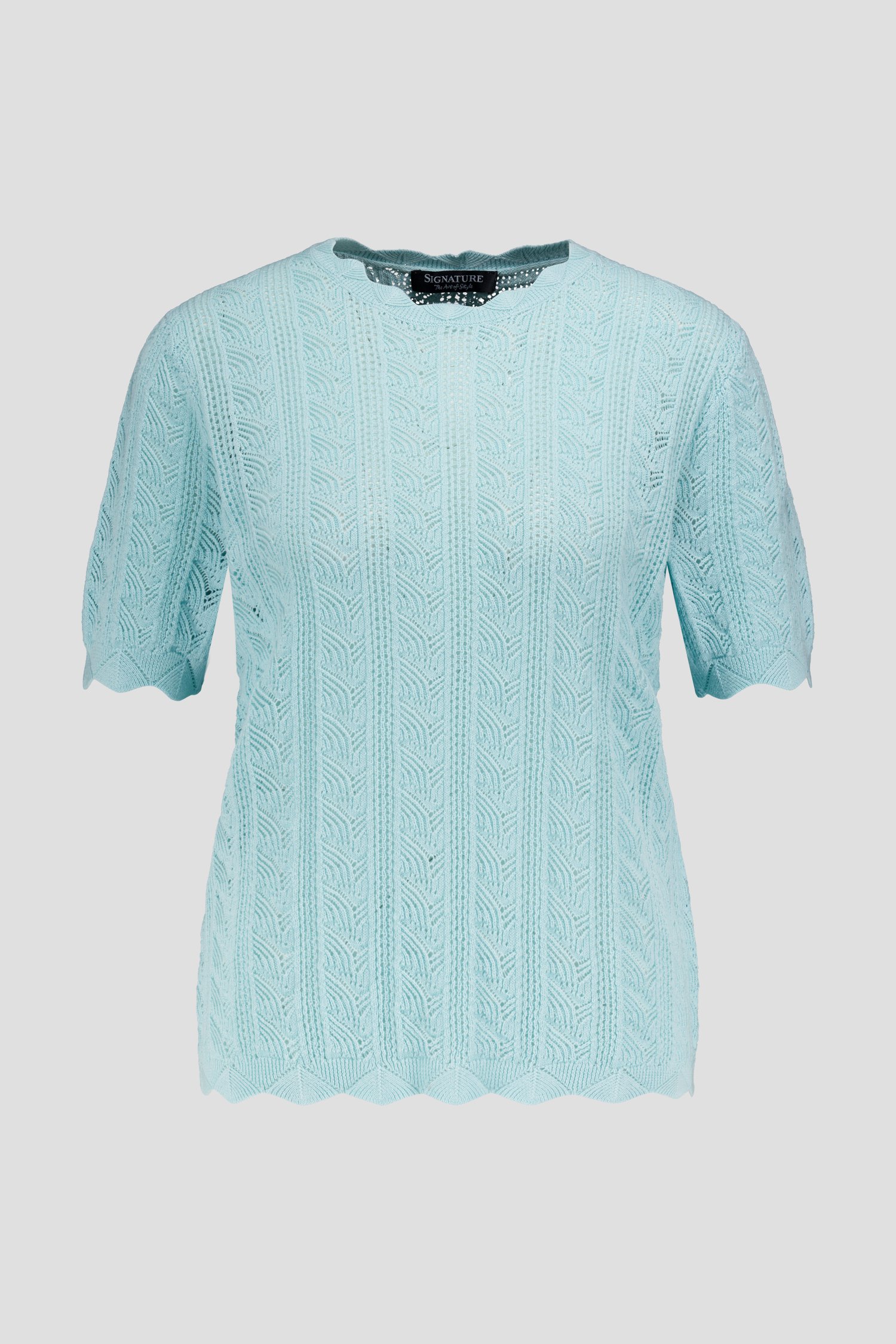 Pull en maille léger turquoise clair de Signature pour Femmes