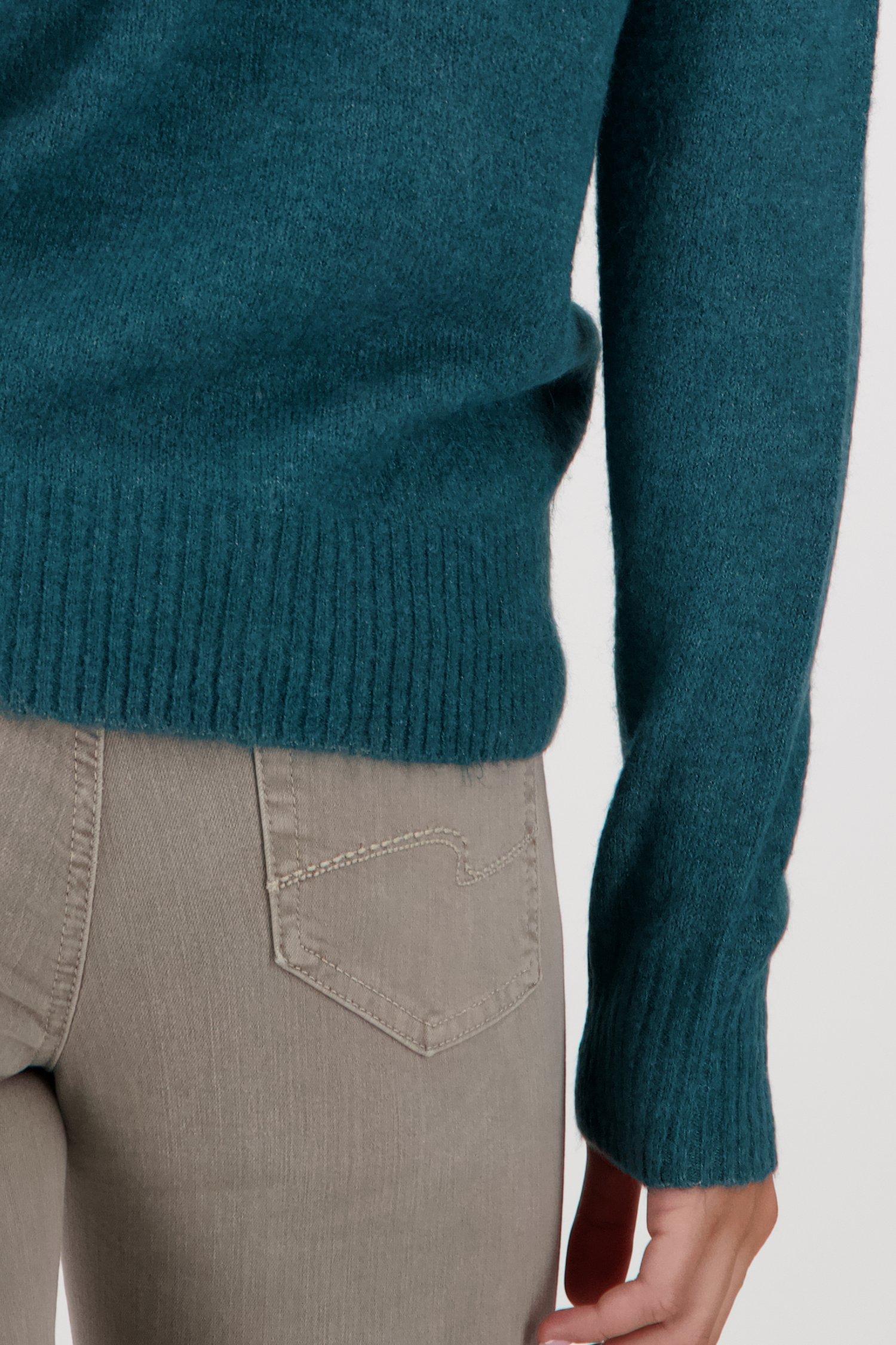 Pull en maille vert-bleu avec col en V de JDY pour Femmes