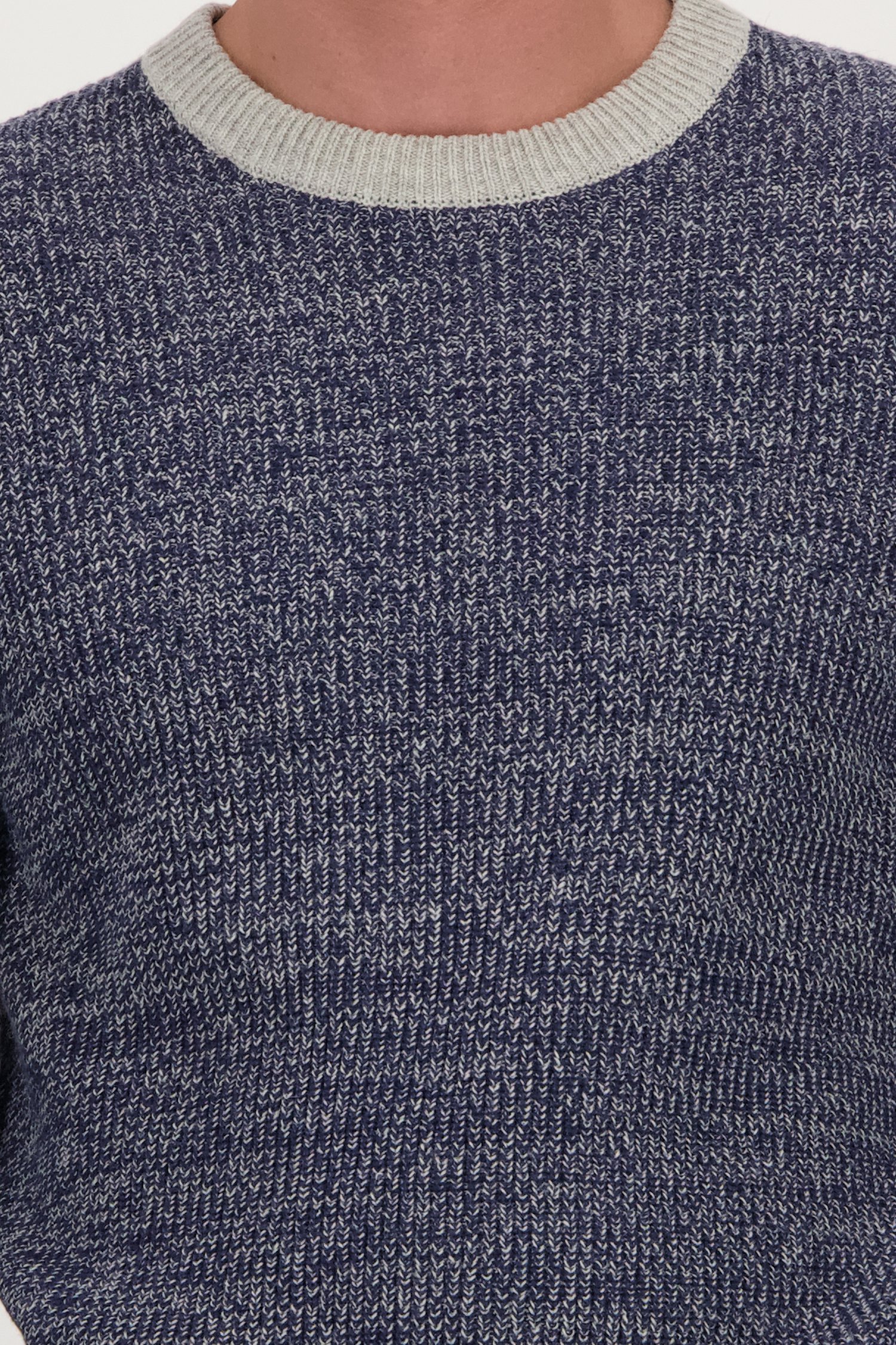 Pull en mélange bleu-gris à encolure ronde de Bluefields pour Hommes