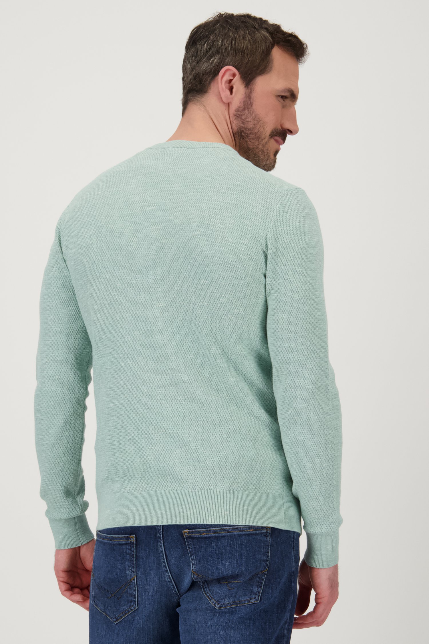Pull en piqué vert à col rond de Upper East pour Hommes