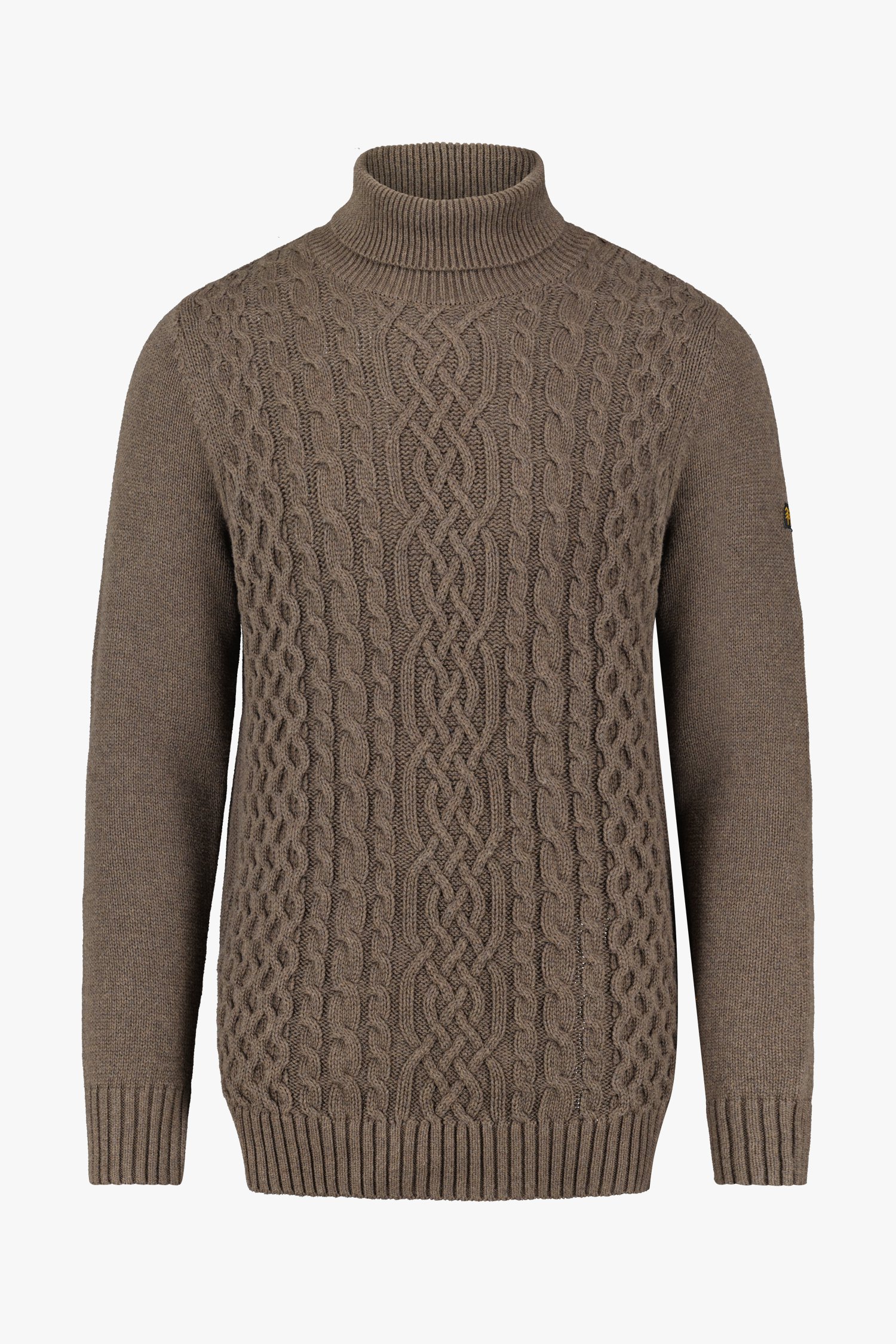 Pull en tricot brun avec motif de câbles de Ravøtt pour Hommes