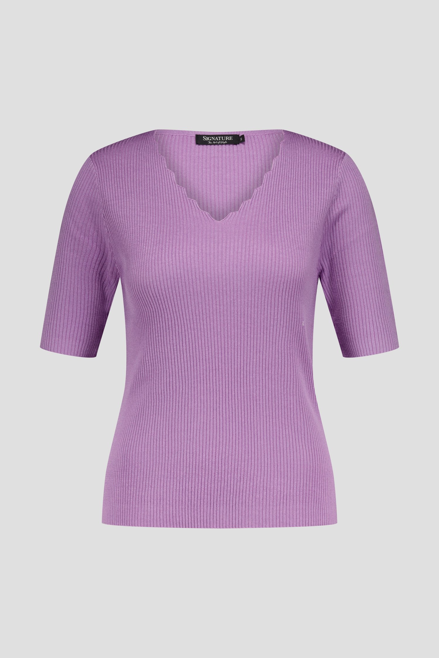 Pull en tricot côtelé violet de Signature pour Femmes