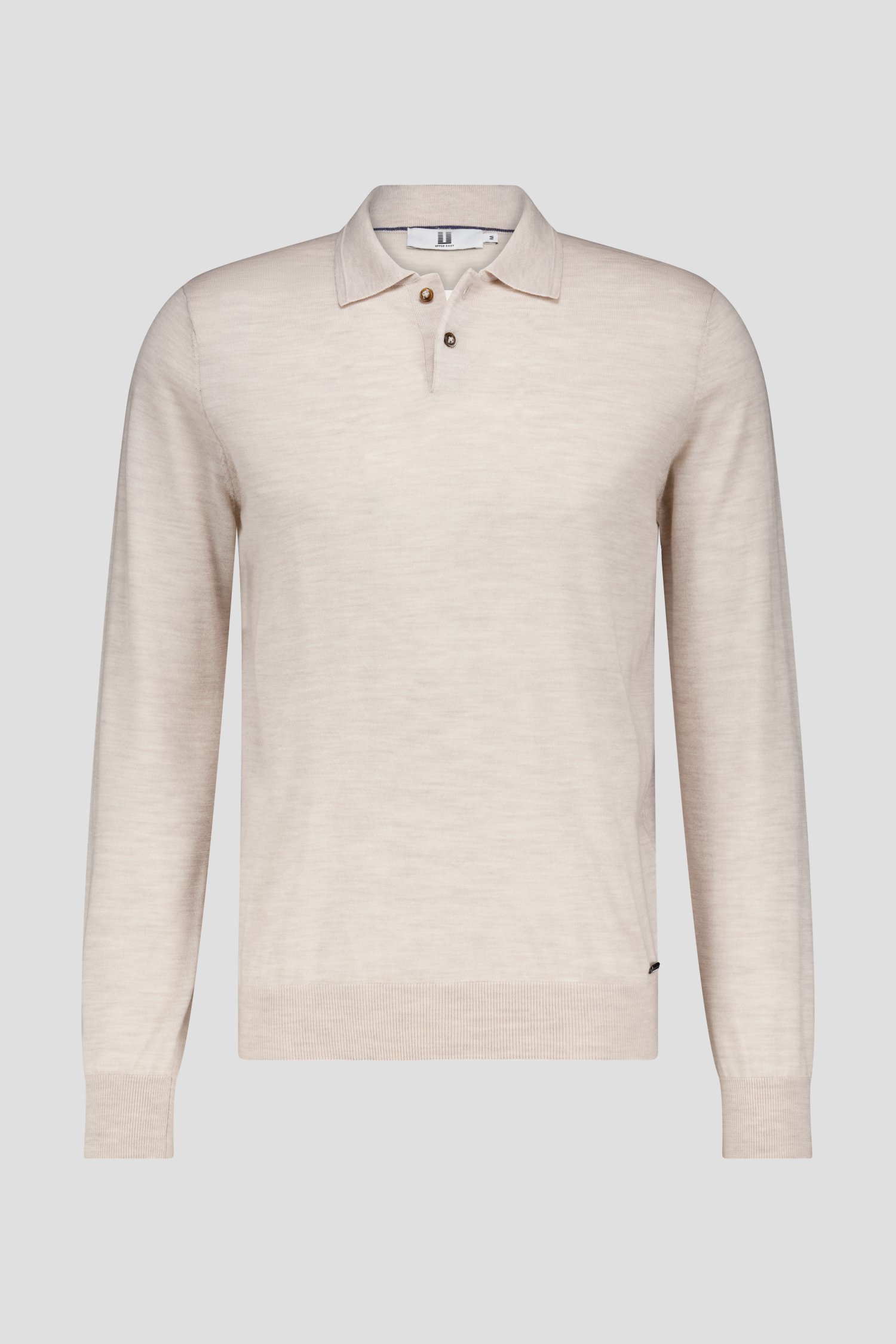 Pull fin beige clair avec col polo de Upper East pour Hommes