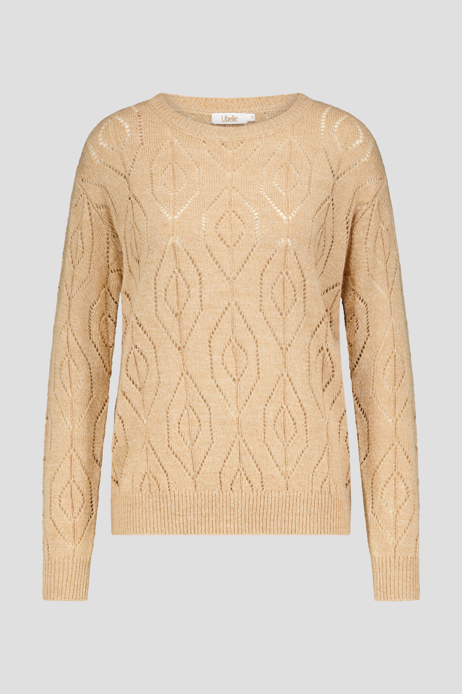 Photo produit 1 de Pull fin beige foncé avec motif ajouré de Libelle pour Femmes