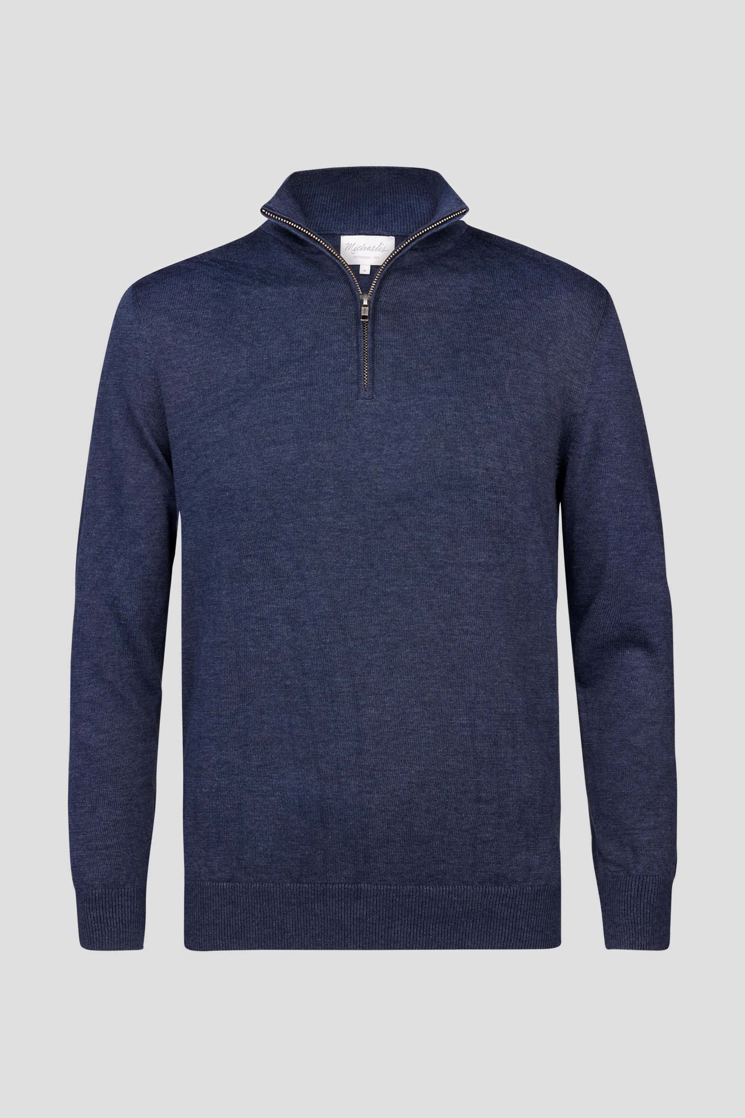 Pull fin bleu avec fermeture éclair de Michaelis pour Hommes