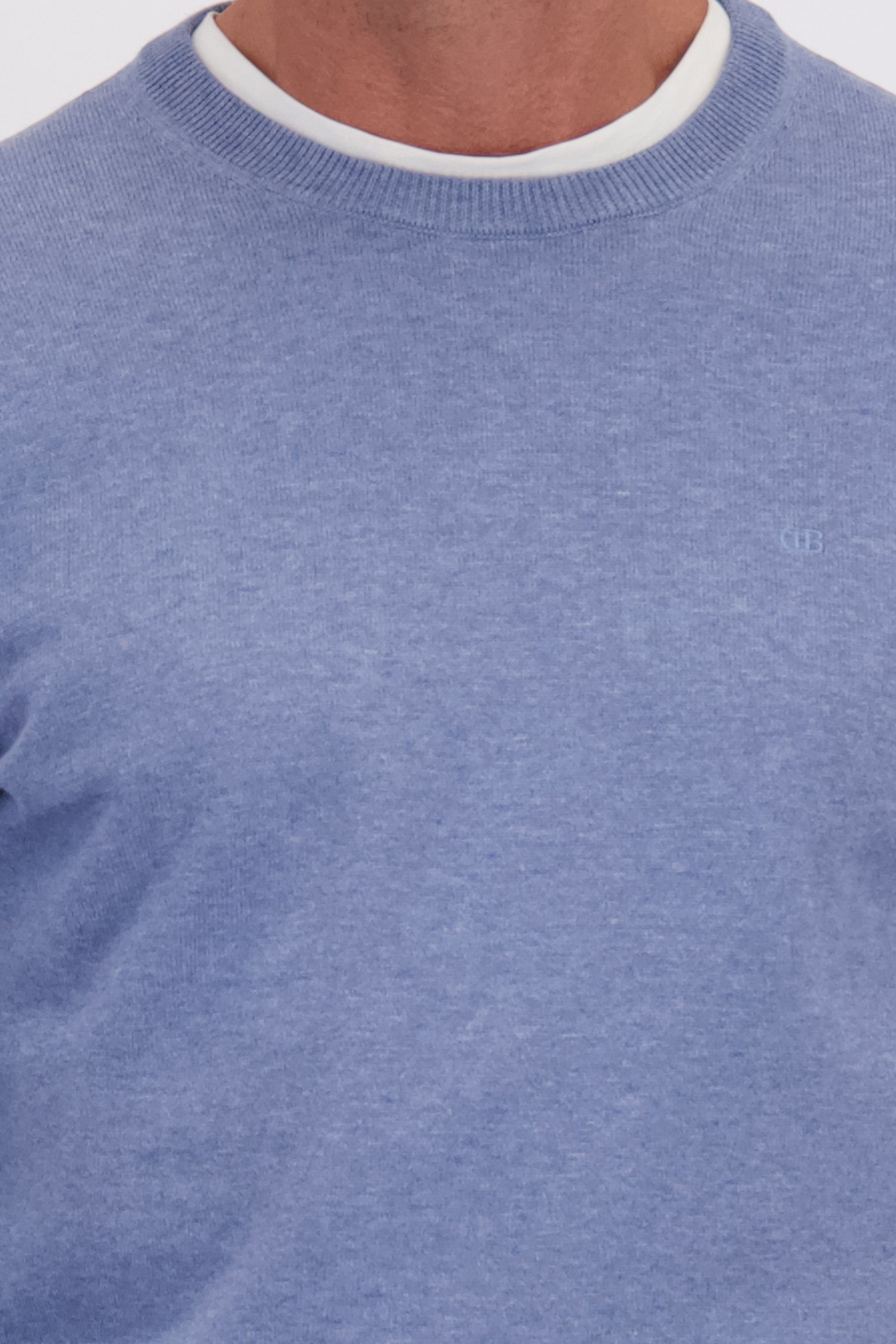 Détail de Pull fin bleue à col rond de Dansaert Blue pour Hommes