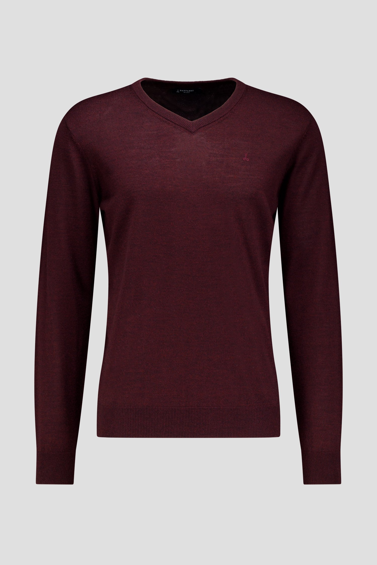 Photo produit 1 de Pull fin bordeaux avec col en V de Dansaert Black pour Hommes
