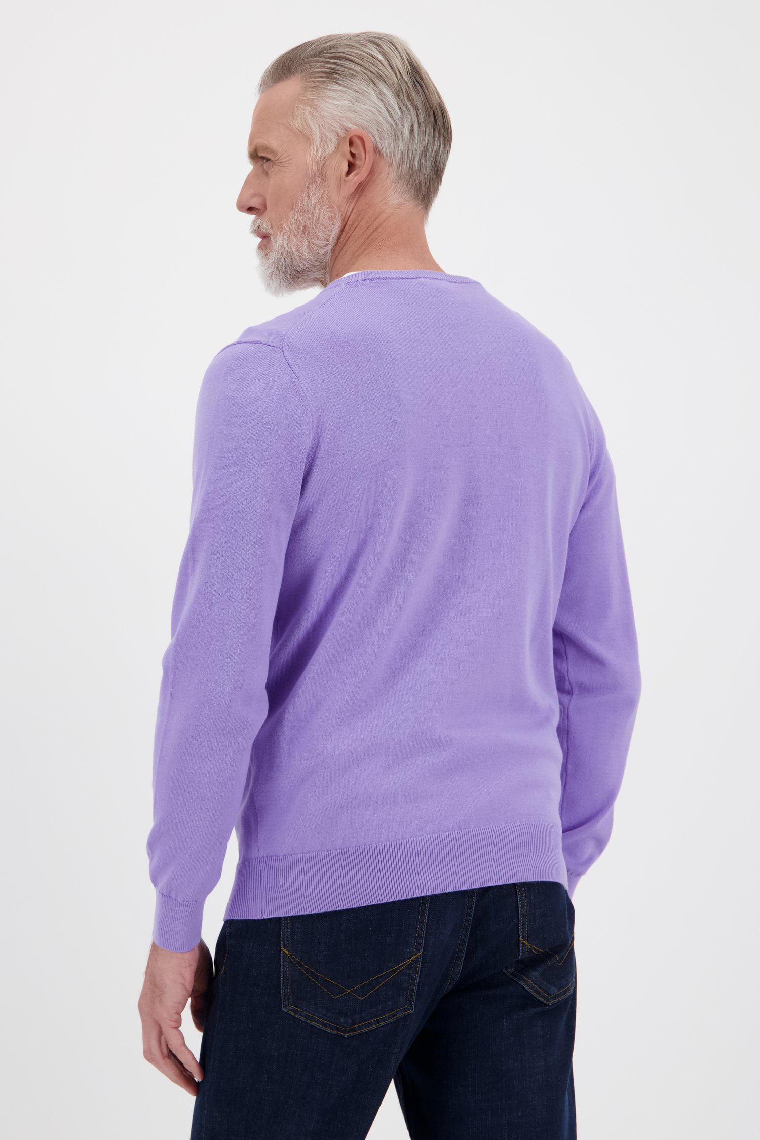 Pull fin de couleur violet clair avec col en V de Dansaert Blue pour Hommes