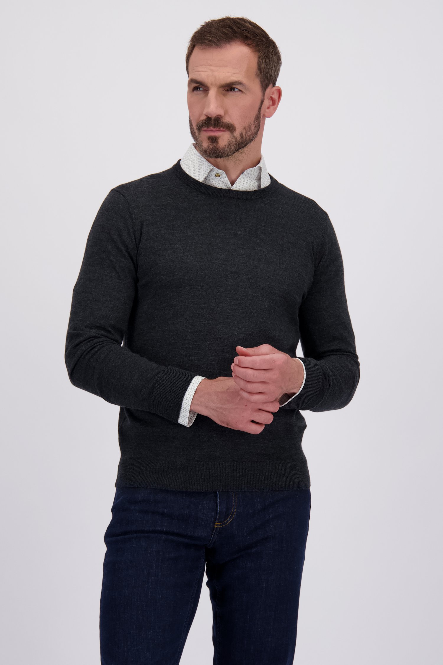 Le devant de Pull fin gris foncé de Dansaert Black pour Hommes