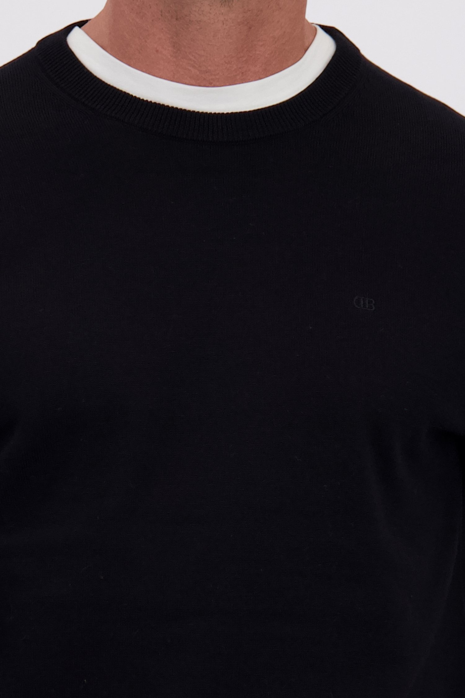Détail de Pull fin noir à col rond de Dansaert Blue pour Hommes