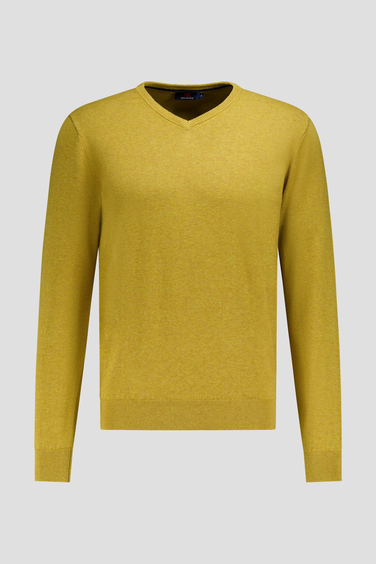 Photo produit 1 de Pull fin ocre jaune à col en V de Dansaert Blue pour Hommes