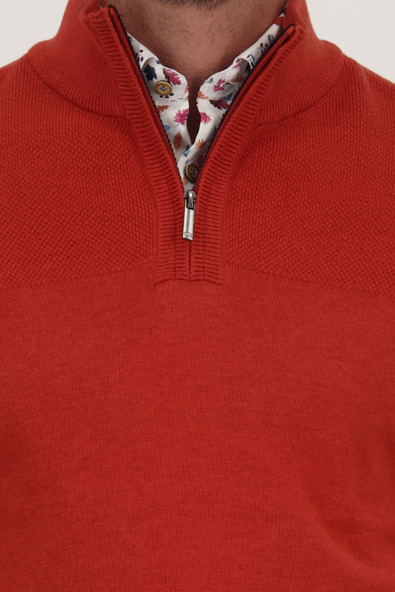 Pull fin orange à fermeture éclair courte	 de Dansaert Blue pour Hommes