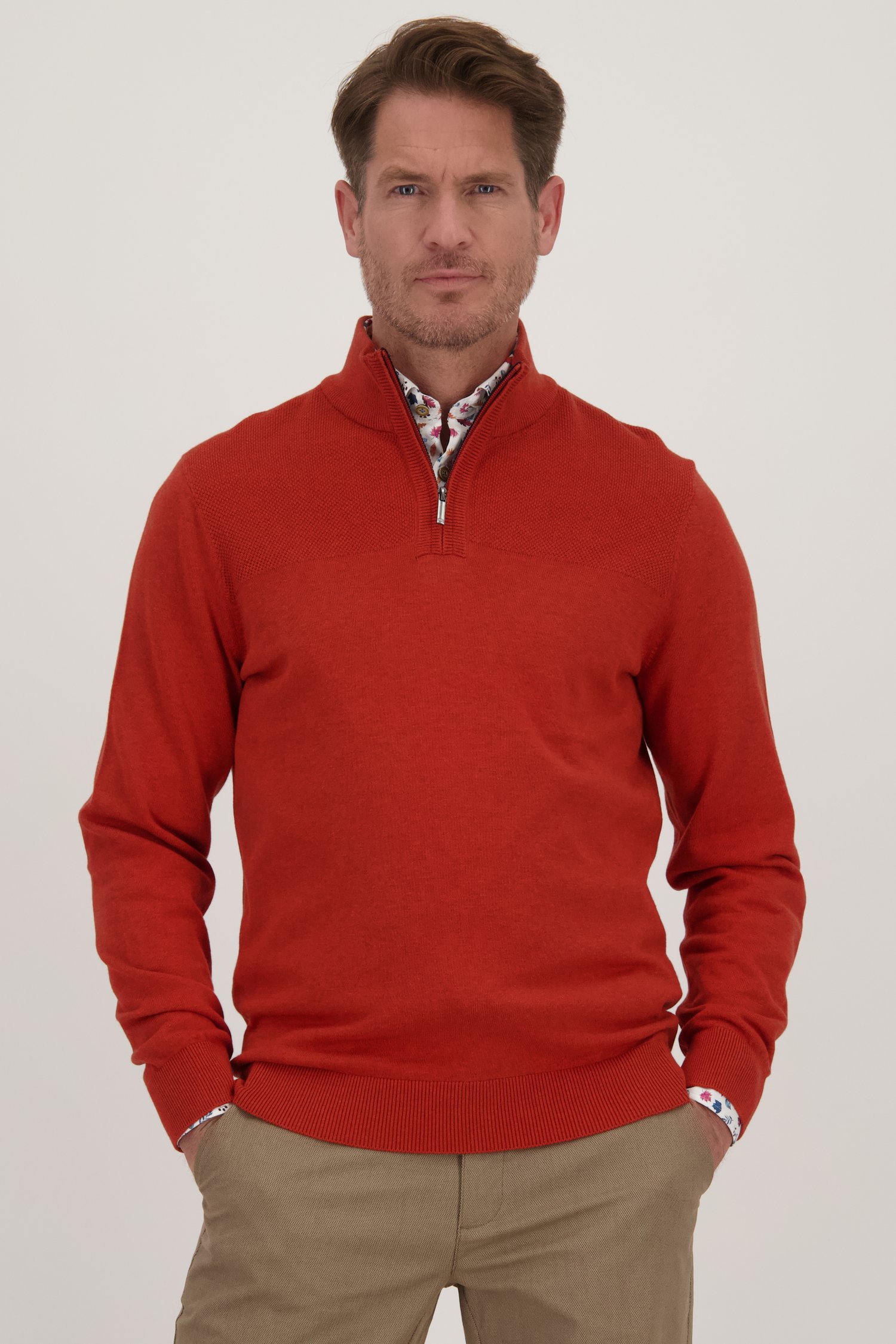 Pull fin orange à fermeture éclair courte	 de Dansaert Blue pour Hommes