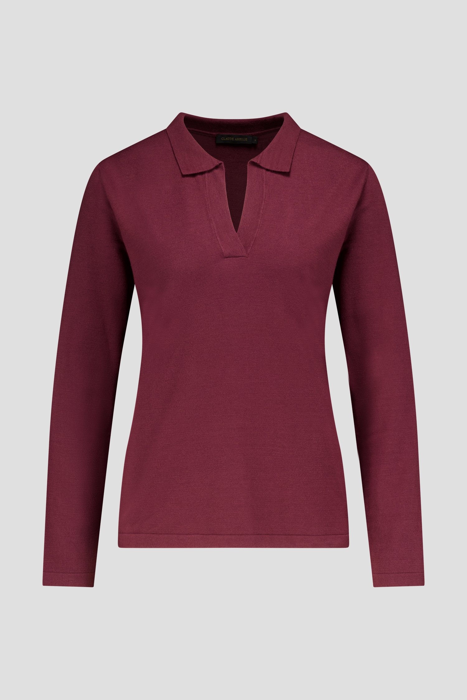 Pull fin rouge vin avec col de Claude Arielle pour Femmes