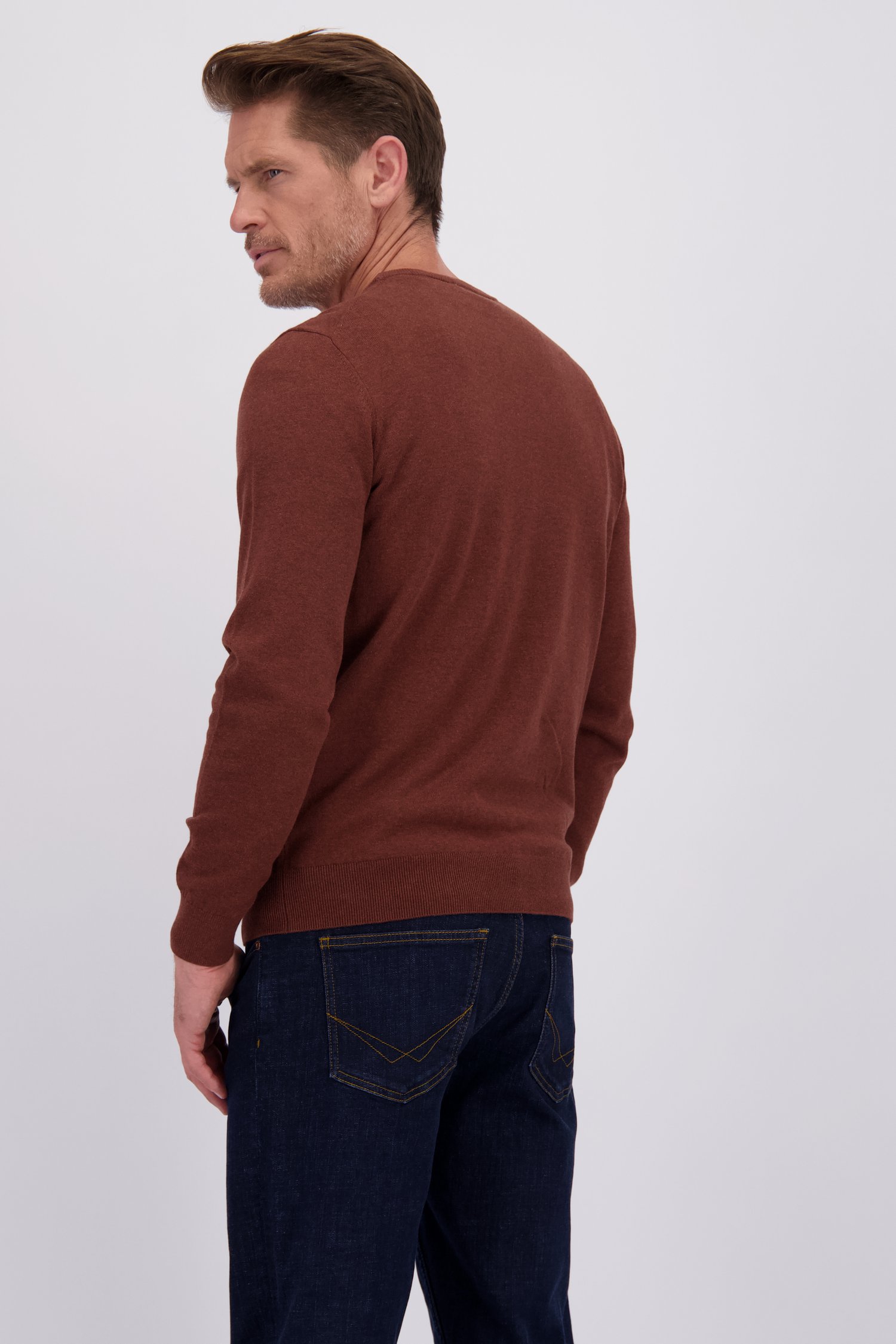 Le dos de Pull fin rouille à col rond de Dansaert Blue pour Hommes