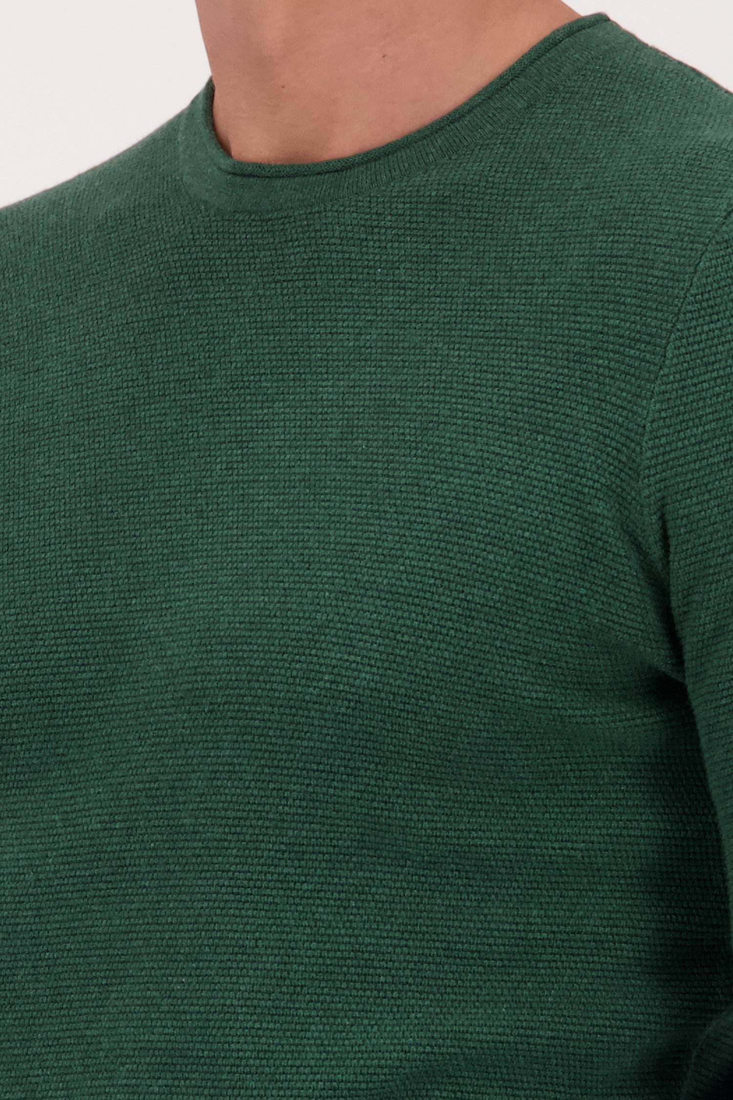 Pull fin texturé vert foncé de Casual Five pour Hommes