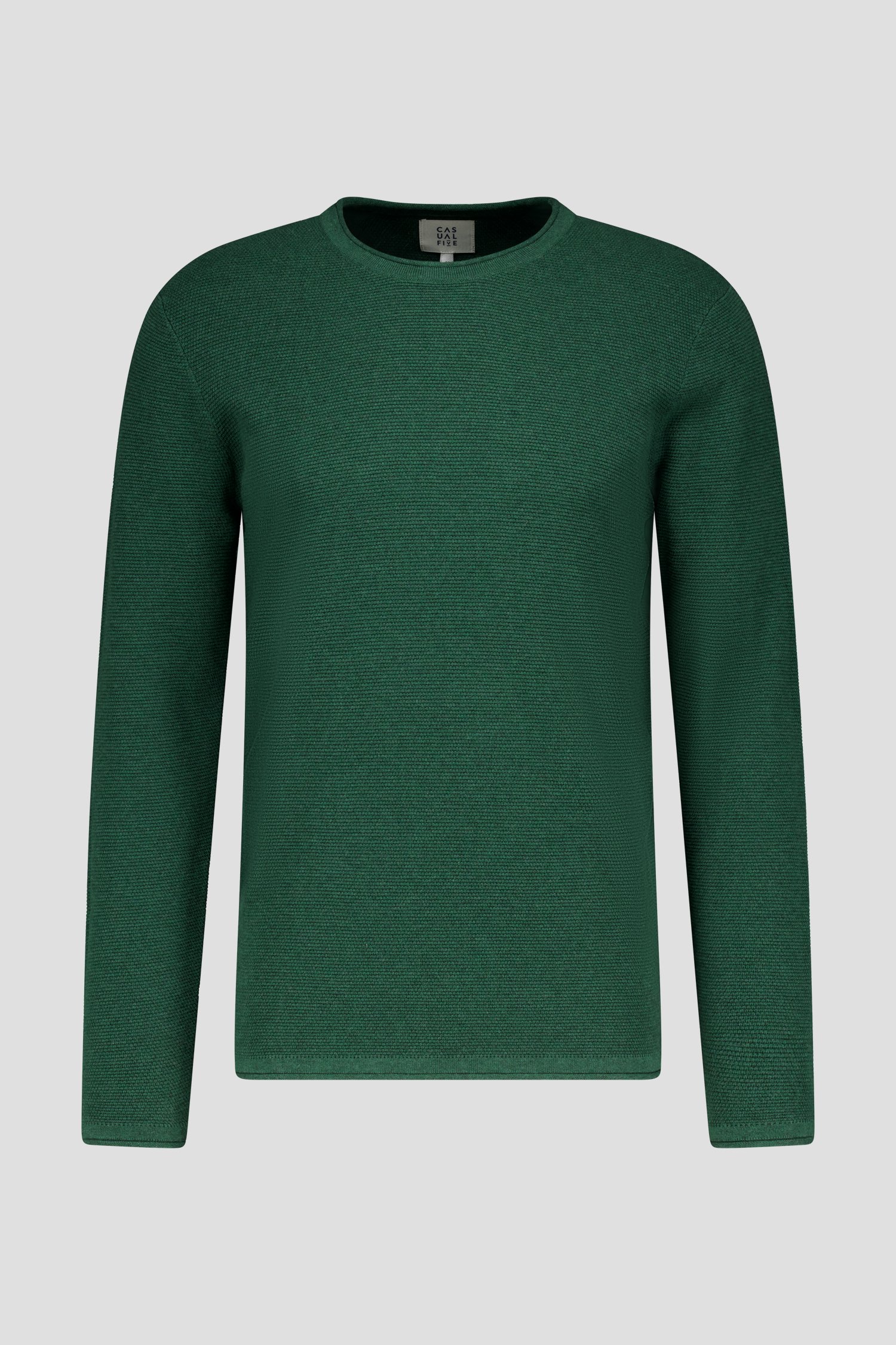 Pull fin texturé vert foncé de Casual Five pour Hommes