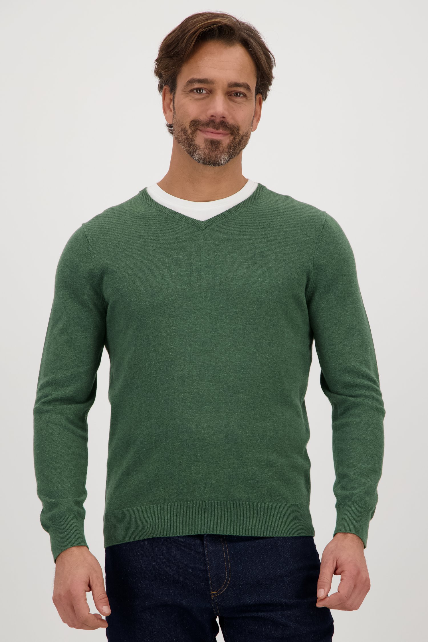 Pull fin vert avec col en V de Dansaert Blue pour Hommes