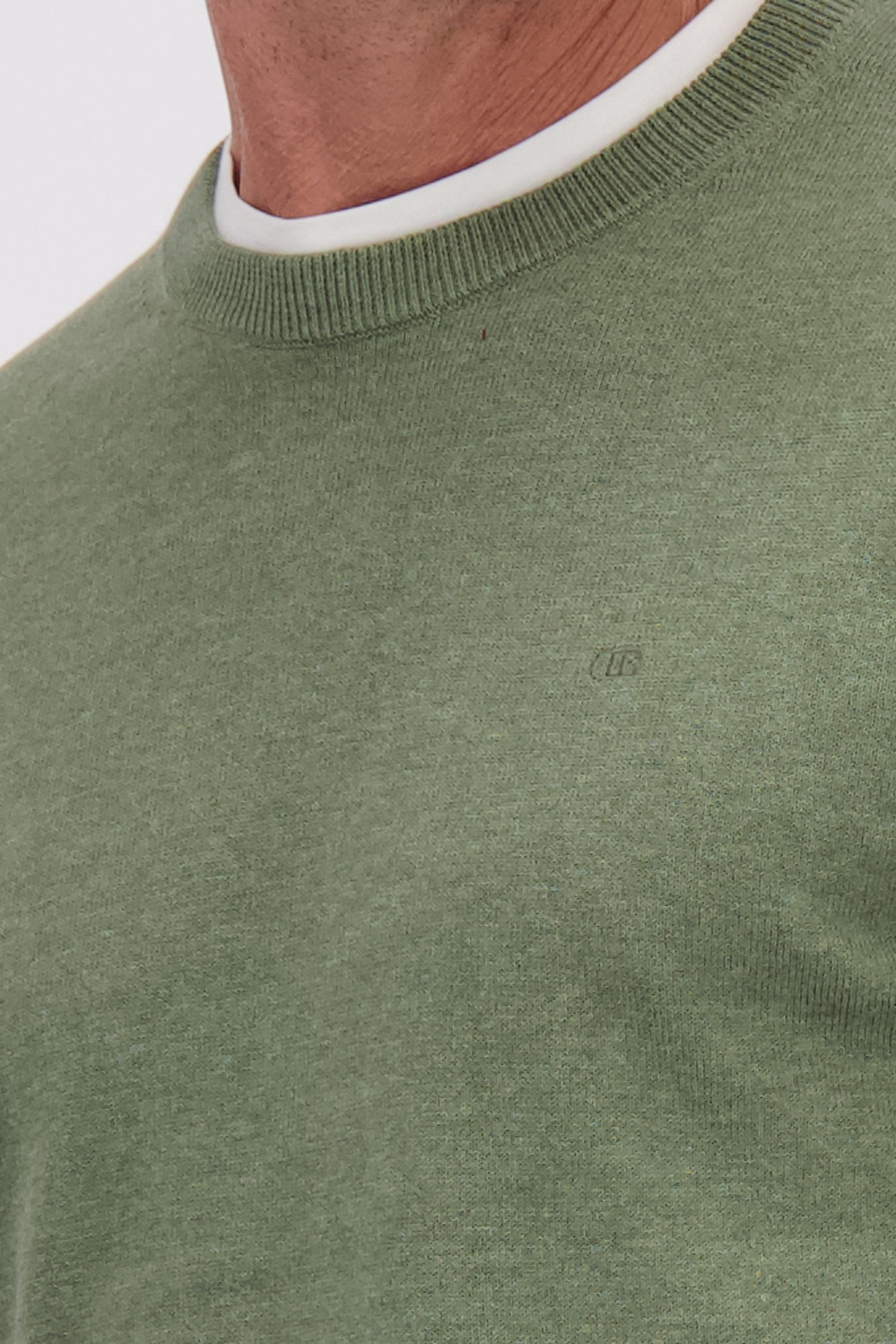 Détail de Pull fin verte à col rond de Dansaert Blue pour Hommes