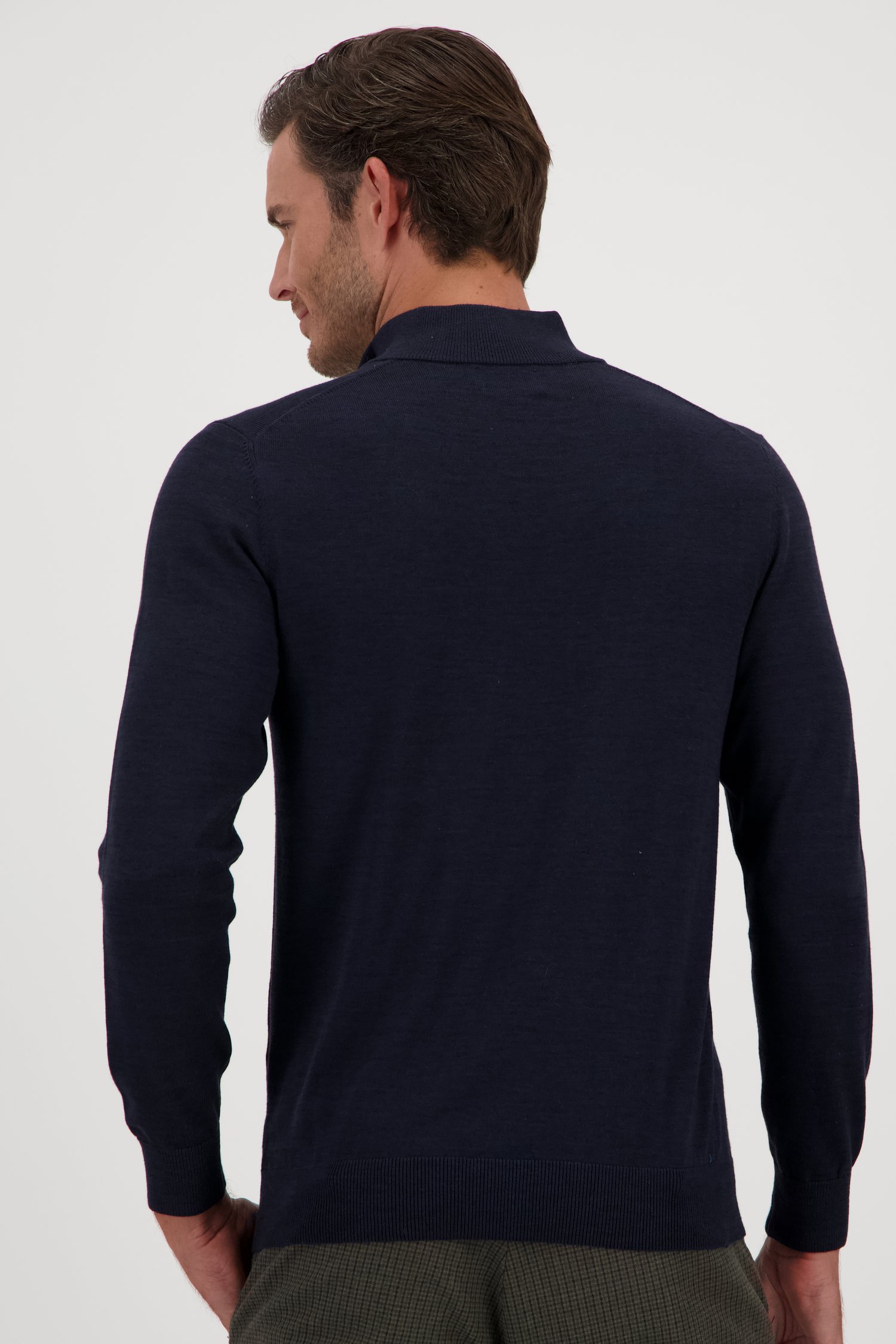 Pull fin zippé bleu marine  de Michaelis pour Hommes