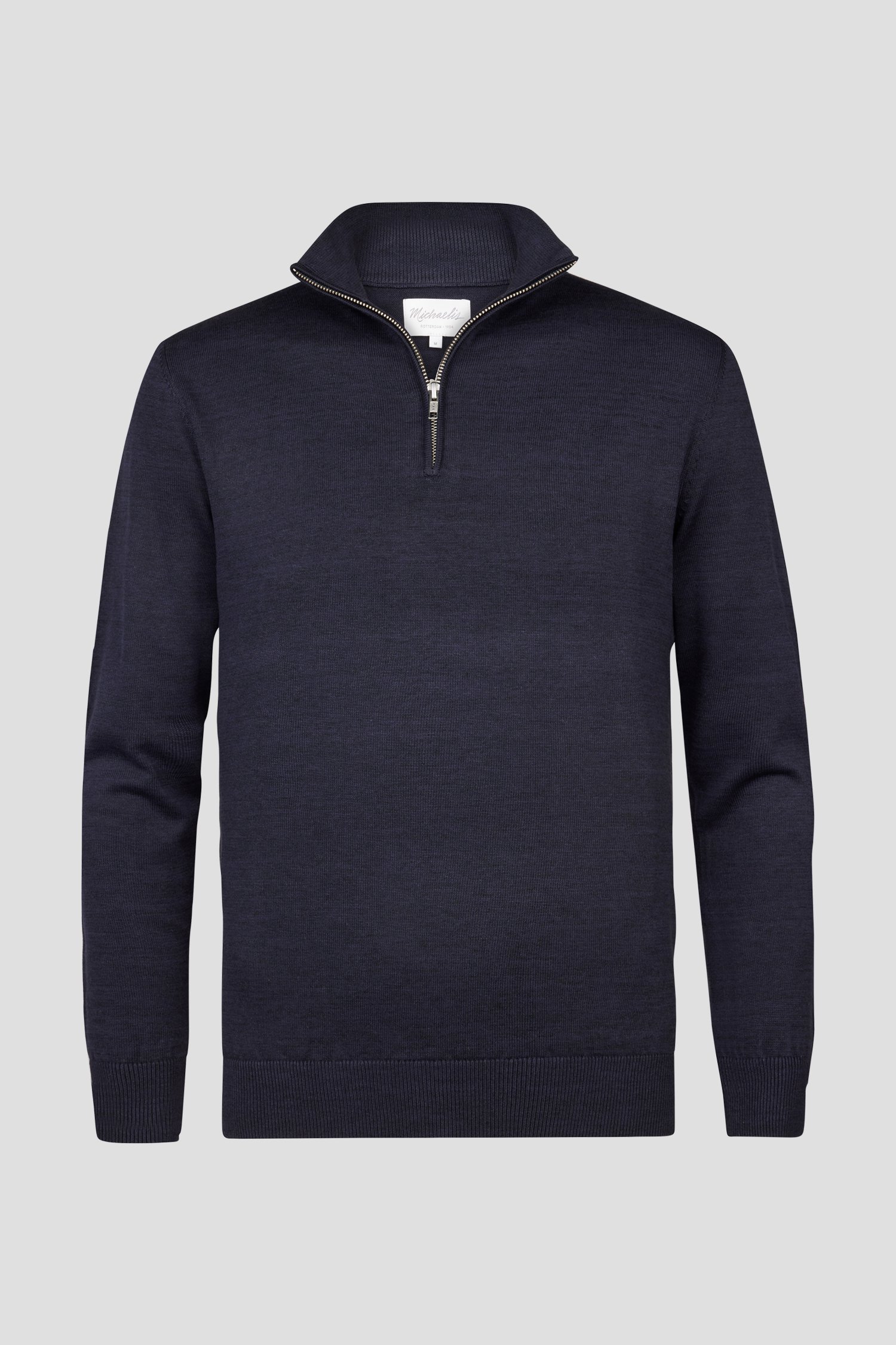 Pull fin zippé bleu marine  de Michaelis pour Hommes