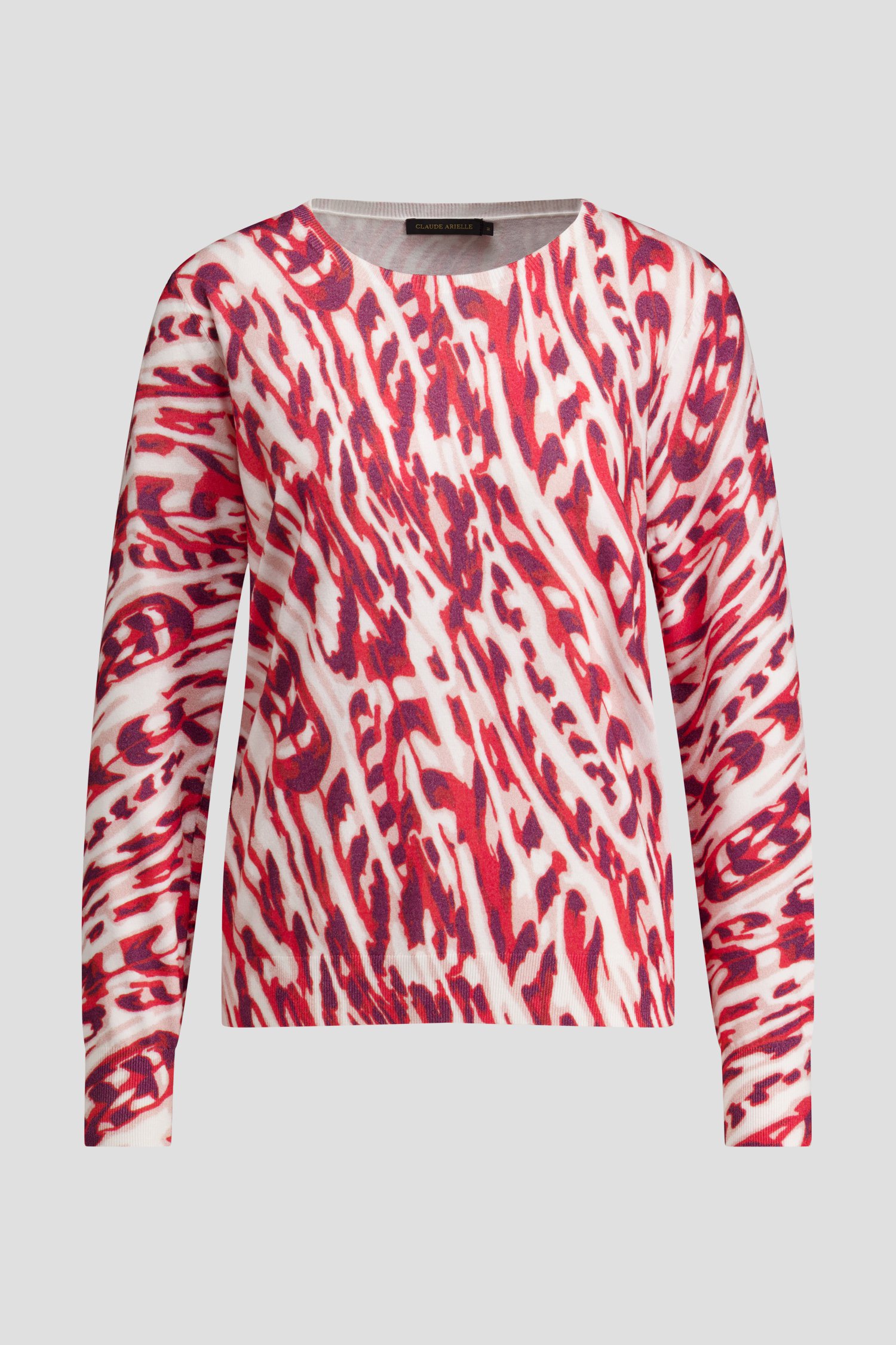 Photo produit 1 de Pull finement tricoté à motif rouge et blanc de Claude Arielle pour Femmes