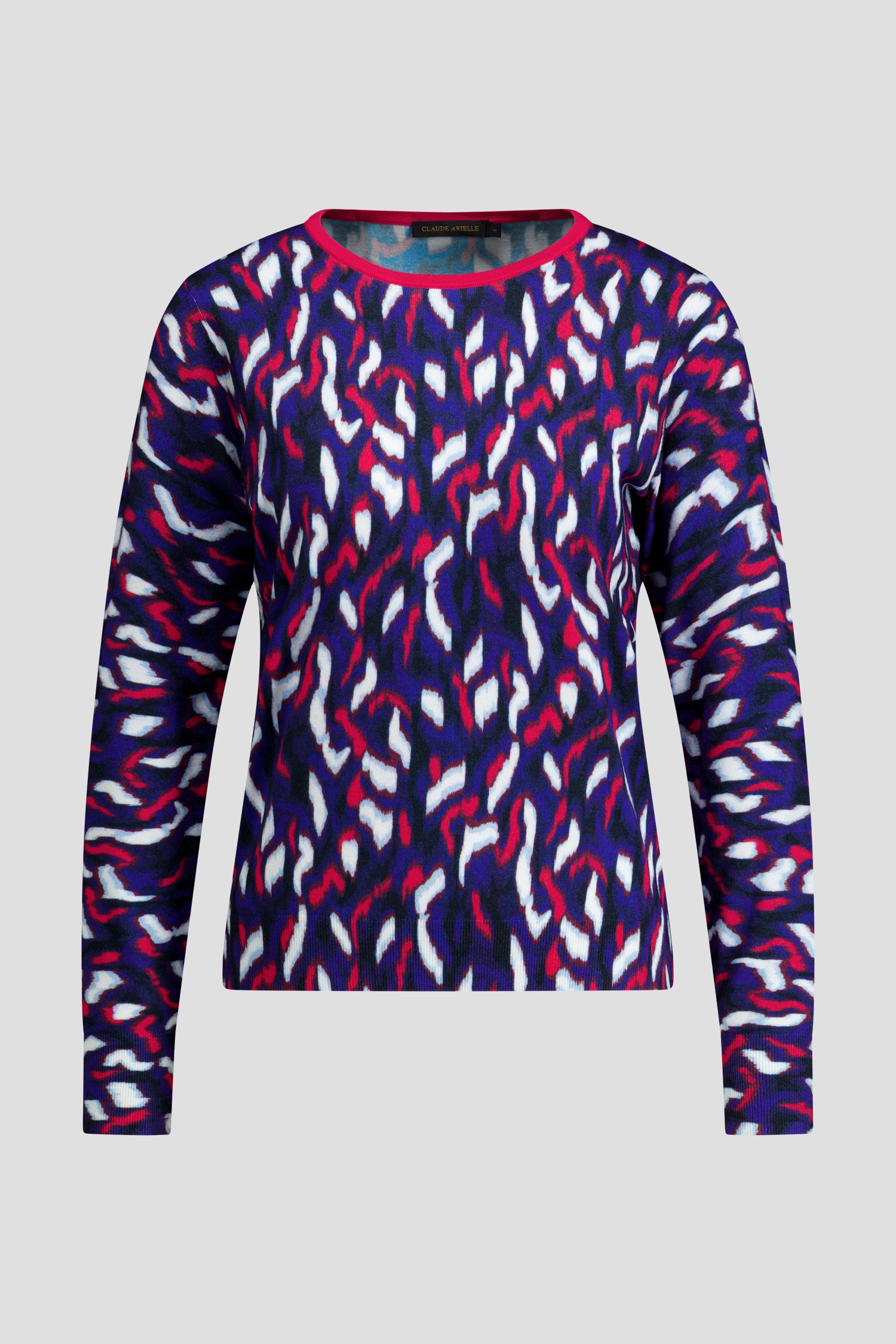 Photo produit 1 de Pull finement tricoté rouge et bleu  de Claude Arielle pour Femmes