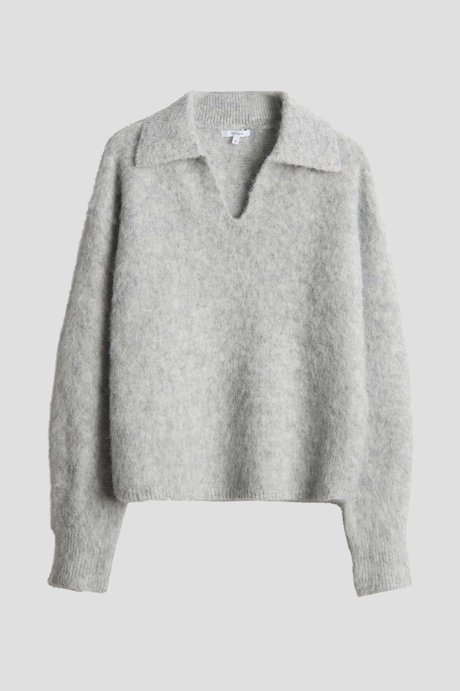 Photo produit 1 de Pull gris en maille à col en V de Opus pour Femmes