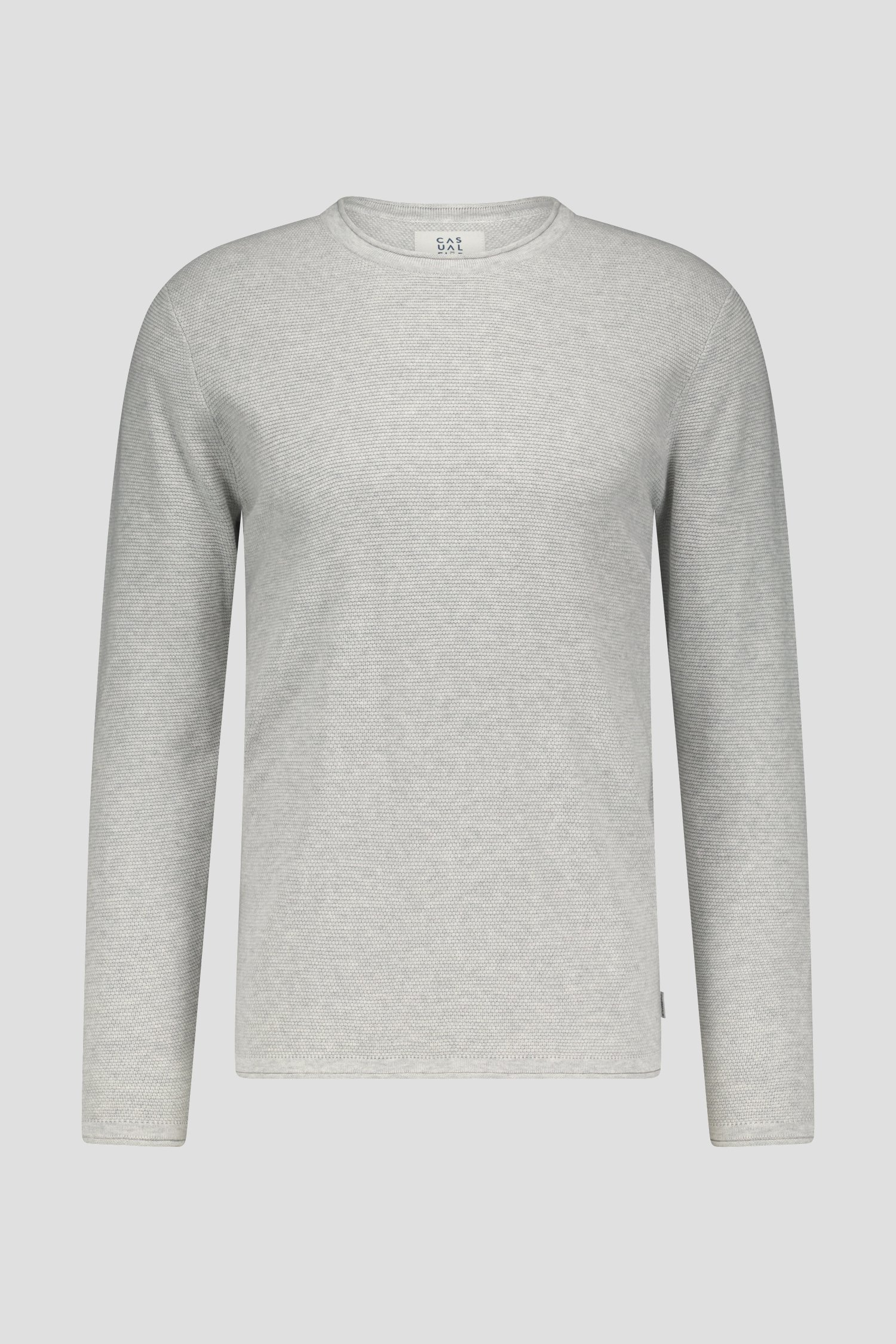 Pull gris finement texturé de Casual Five pour Hommes