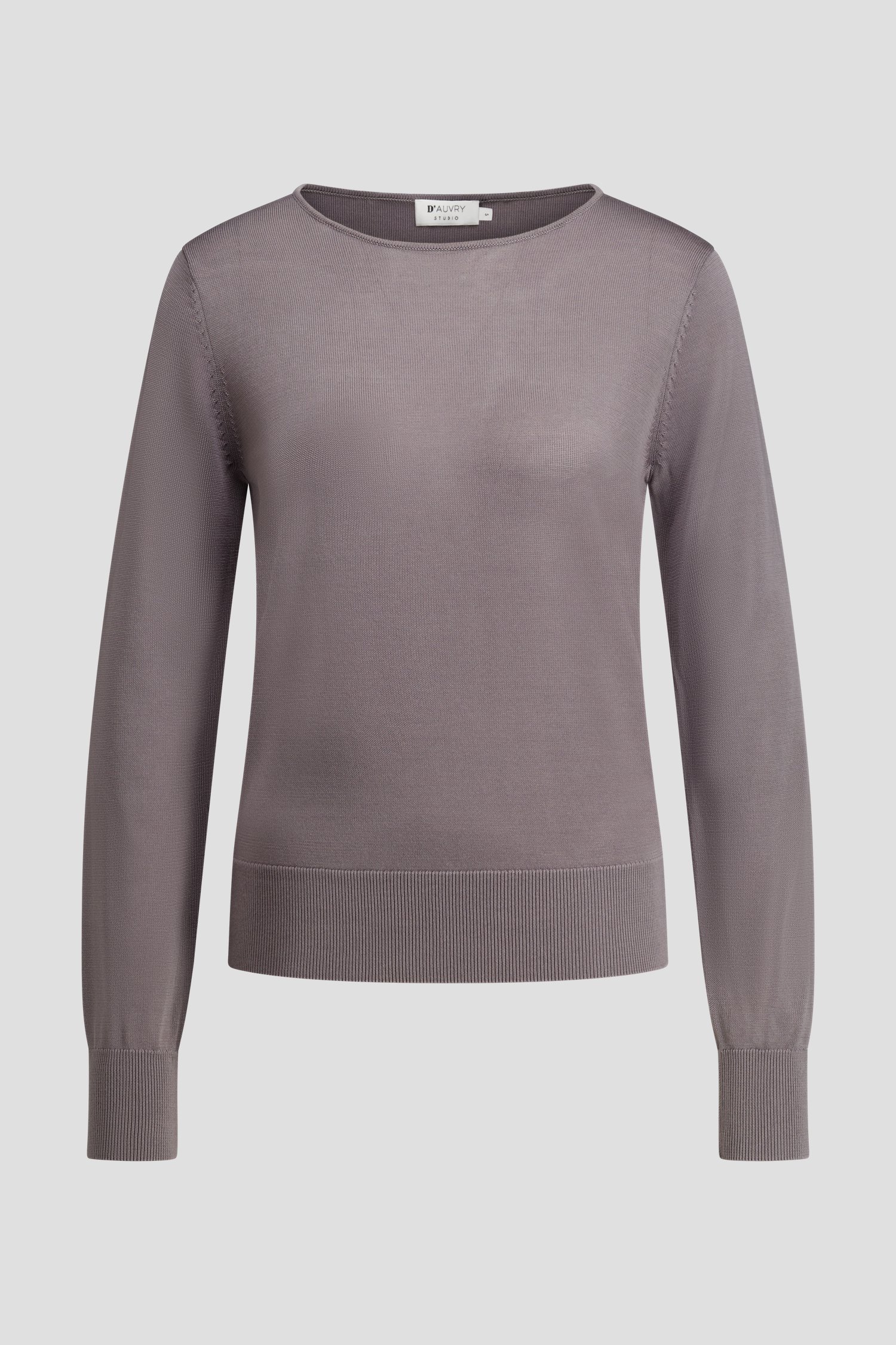 Photo produit 1 de Pull gris finement tricoté à col rond de D'Auvry Studio pour Femmes