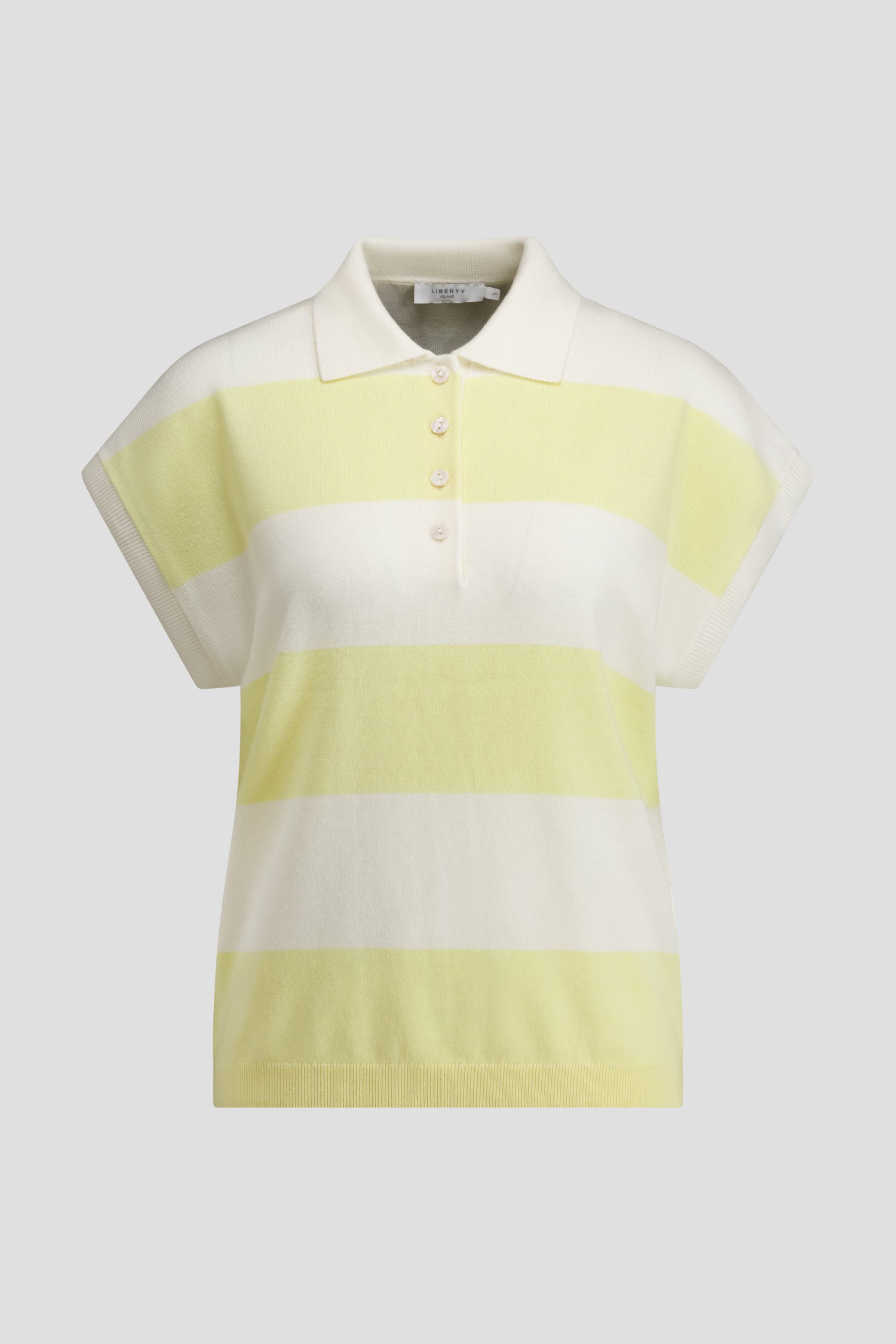 Photo produit 1 de Pull jaune-écru à rayures avec col polo de Liberty Island pour Femmes