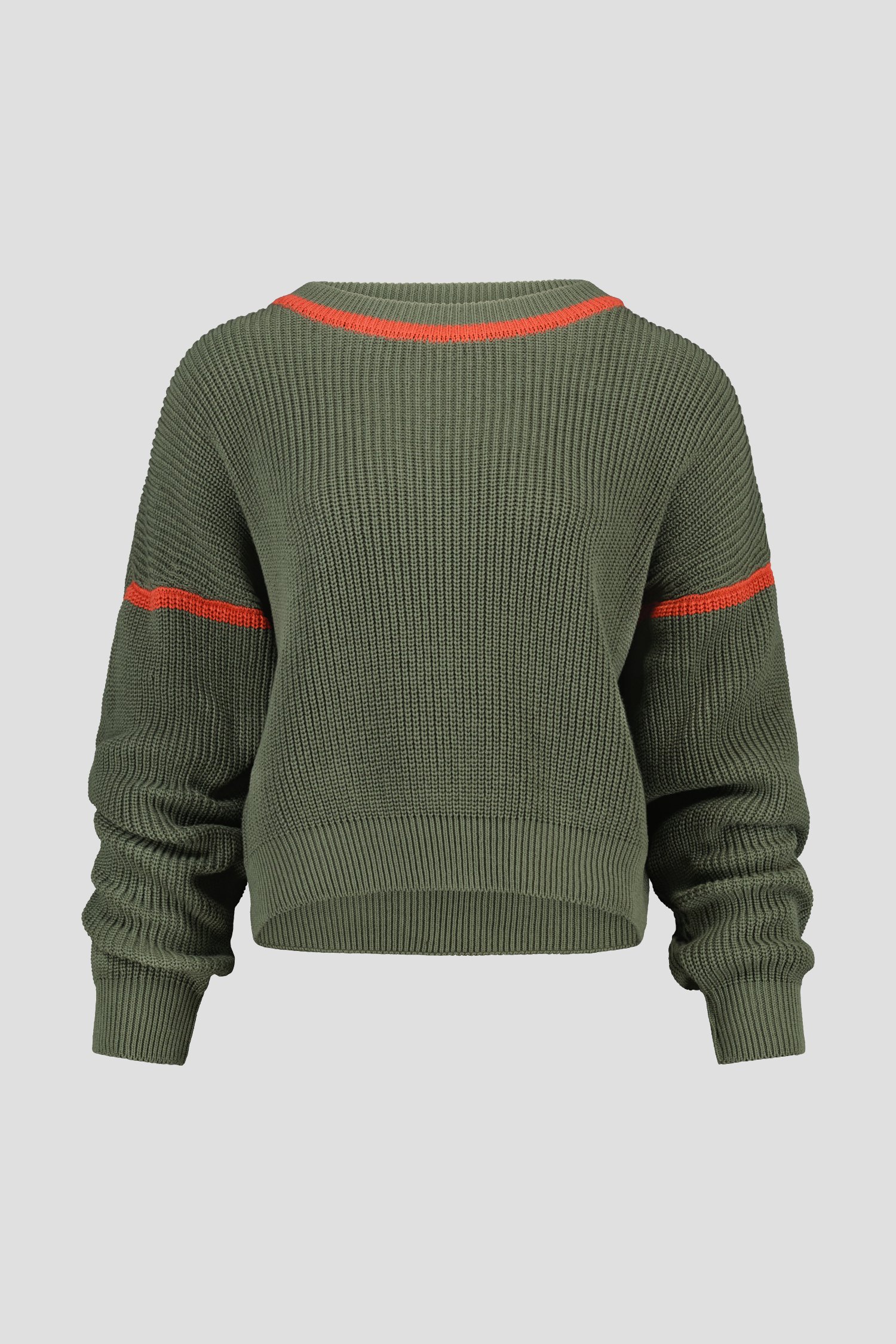Pull kaki avec détails orange de AC by Annelien Coorevits pour Femmes