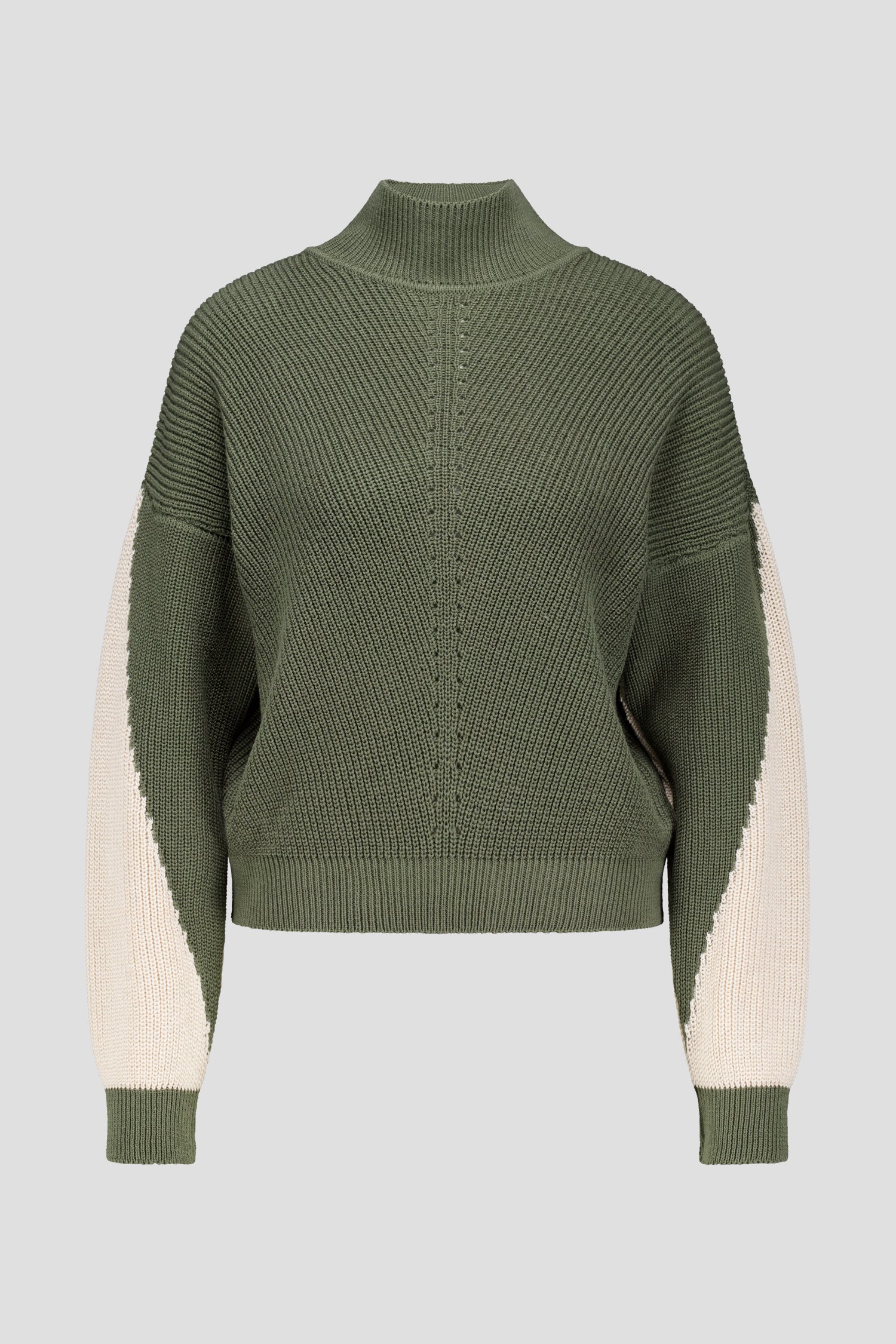 Photo produit 1 de Pull kaki avec manches écru de AC by Annelien Coorevits pour Femmes