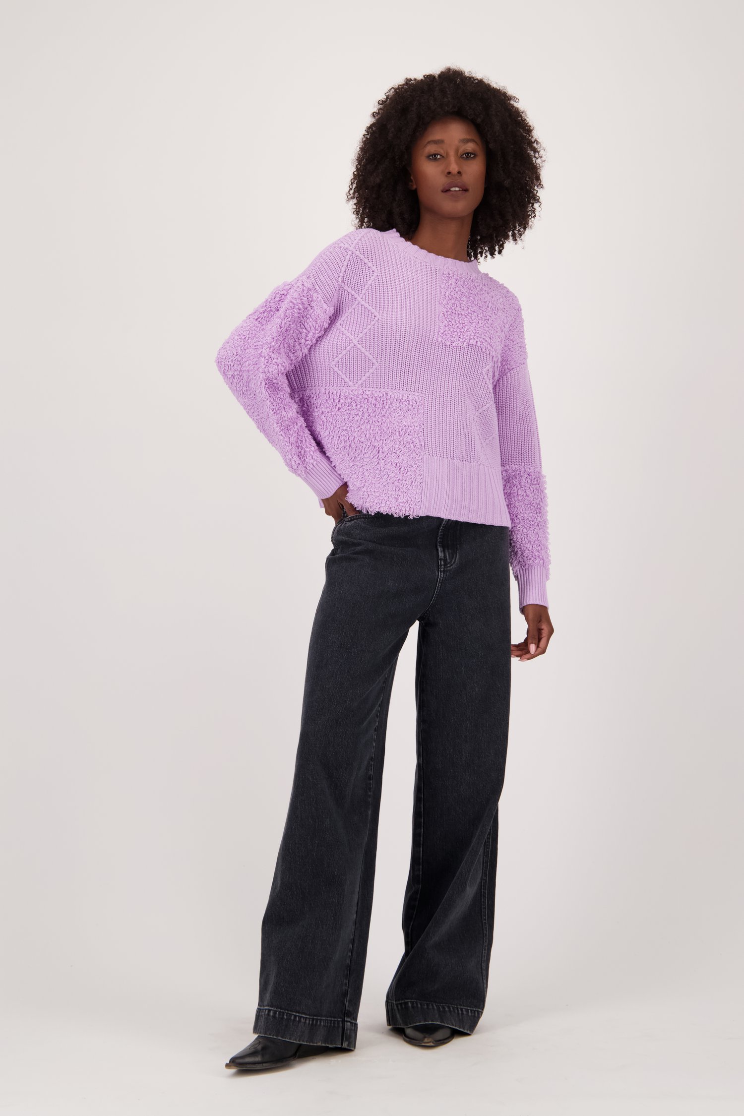 Pull lilas en mélange de points de Louise pour Femmes