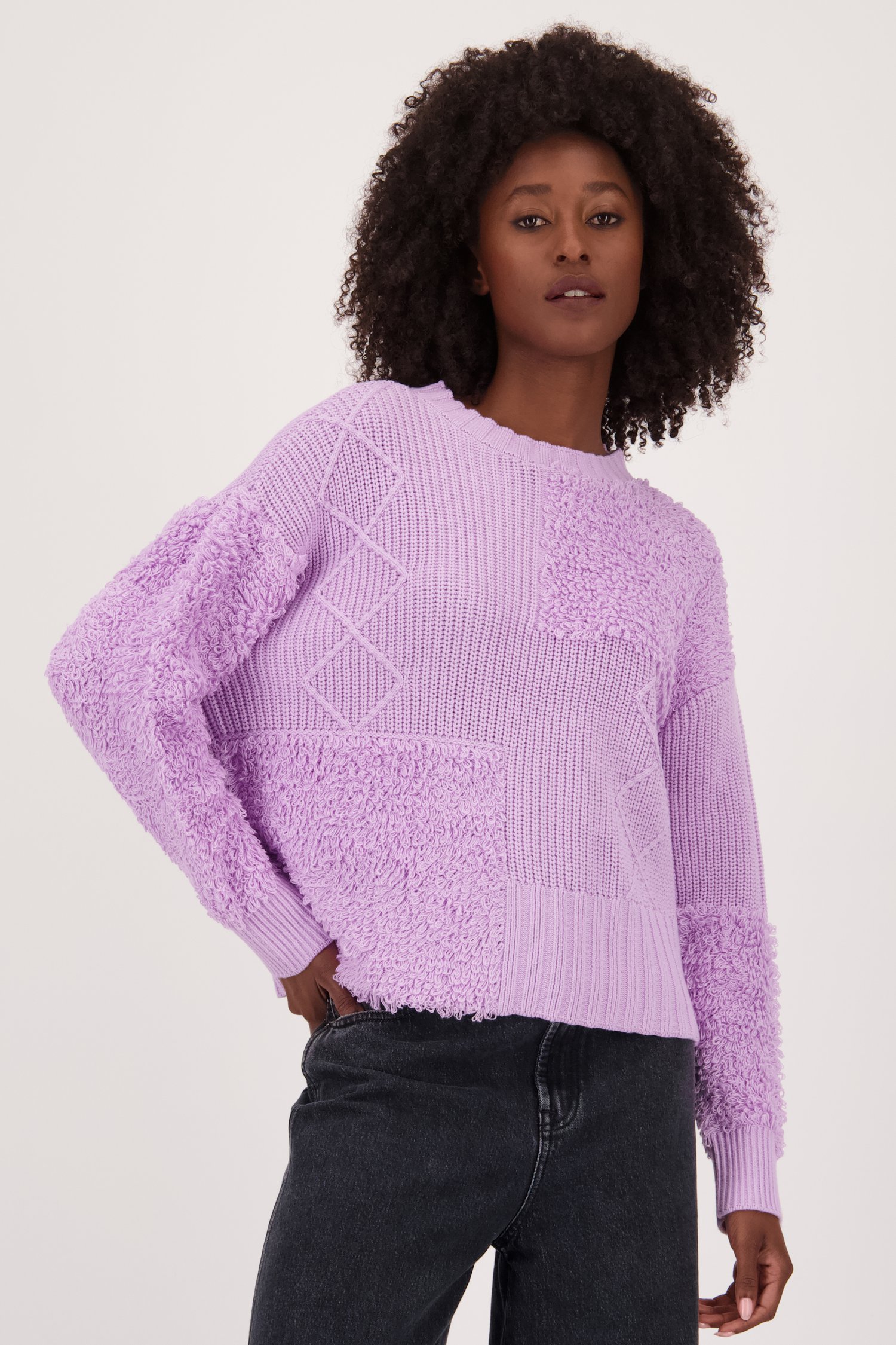 Pull lilas en mélange de points de Louise pour Femmes
