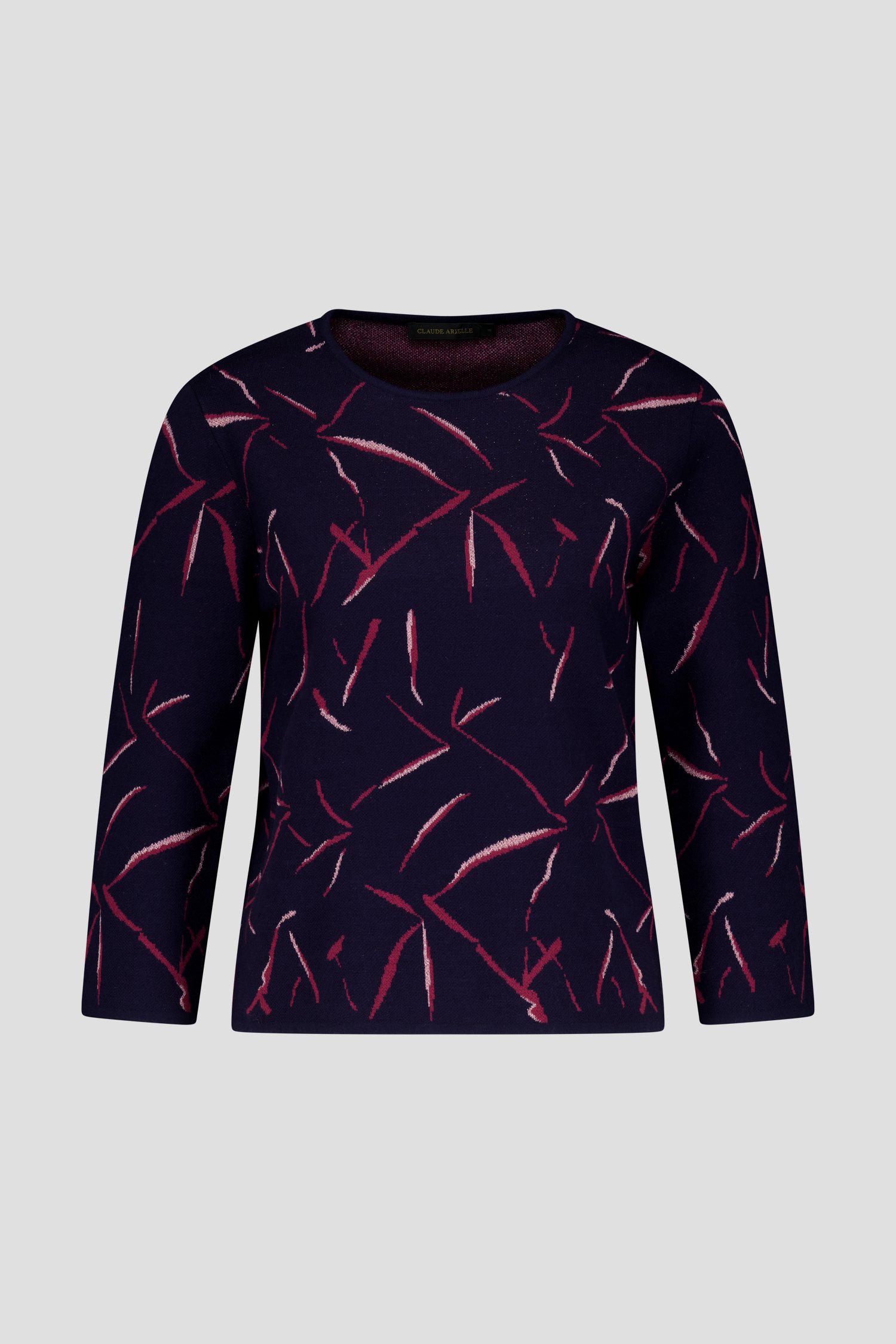 Pull marine avec motif bordeaux de Claude Arielle pour Femmes